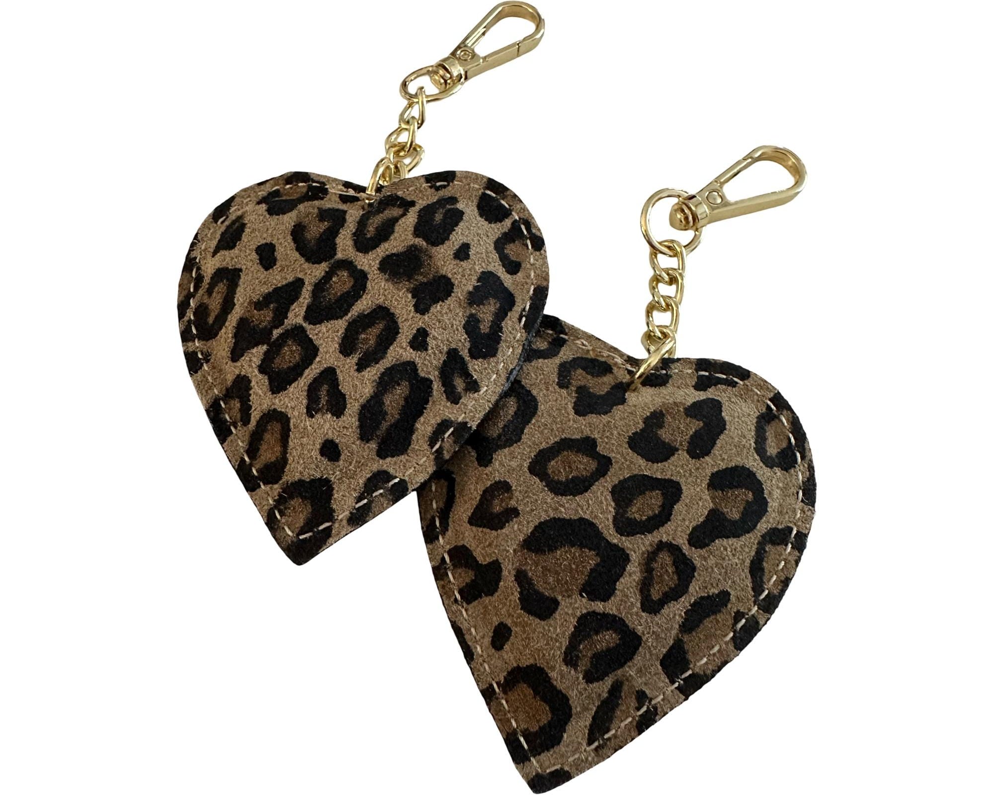 Anhänger Herz Leo für die Tasche | aus Leder | Taschenschmuck Taschenanhänger | Bag Charm mit goldenem Karabiner