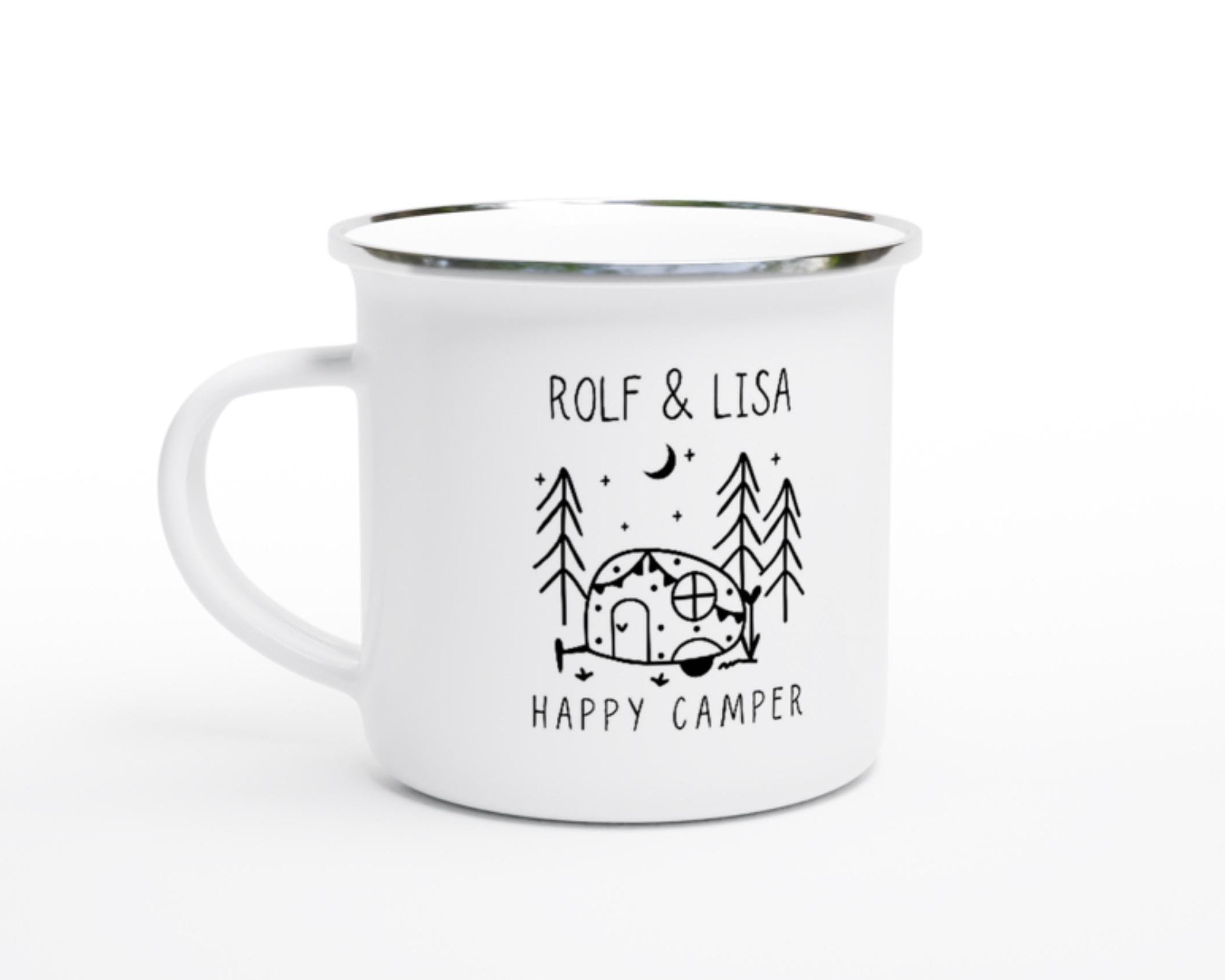 Camper Tasse Emaille personalisiert | Camping | Geschenke für Camper | Camping Zubehör | personalisierte Tassen für Camper