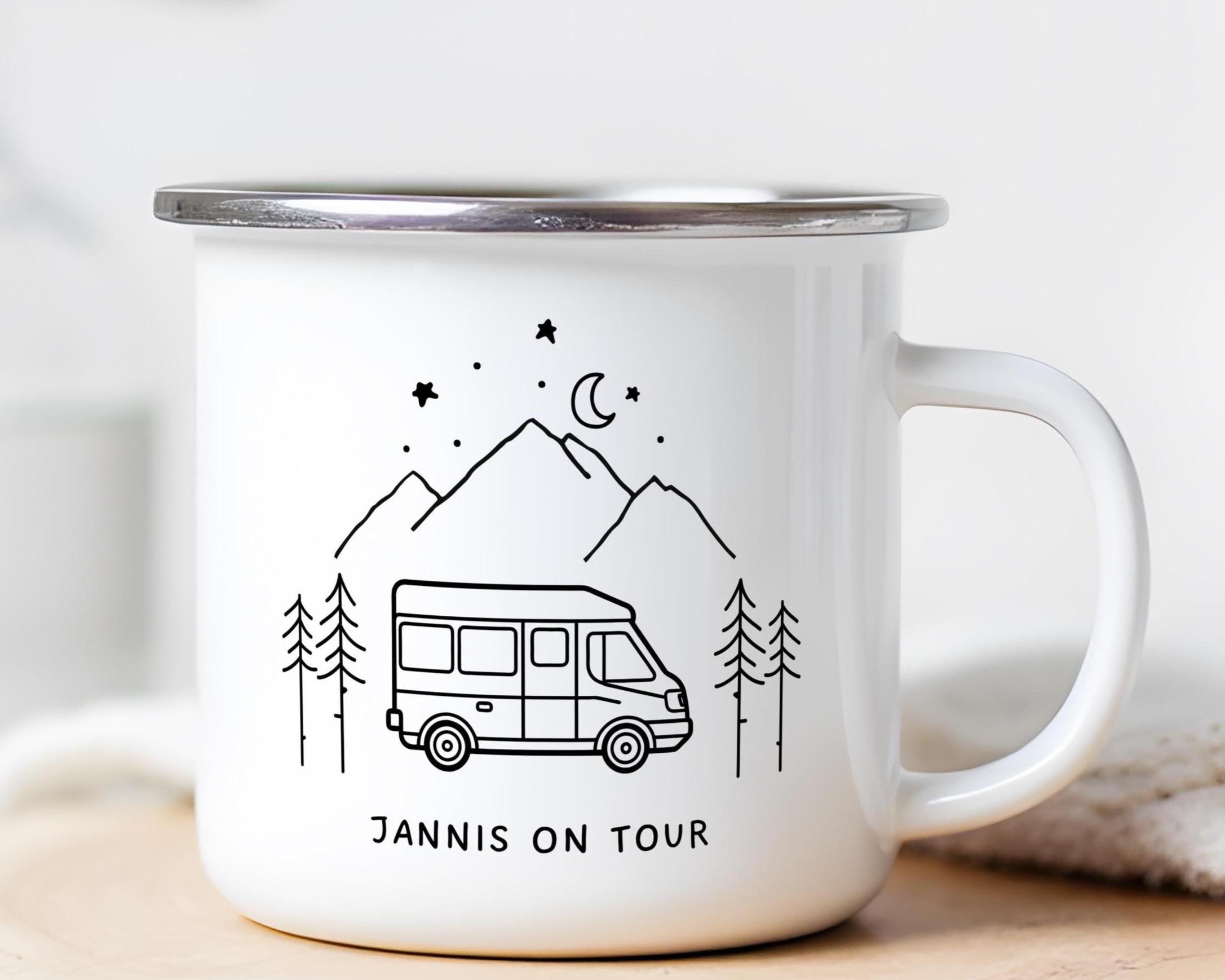 Camper Tasse Emaille personalisiert | Camping | Geschenke für Camper | Camping Zubehör | personalisierte Tassen für Camper