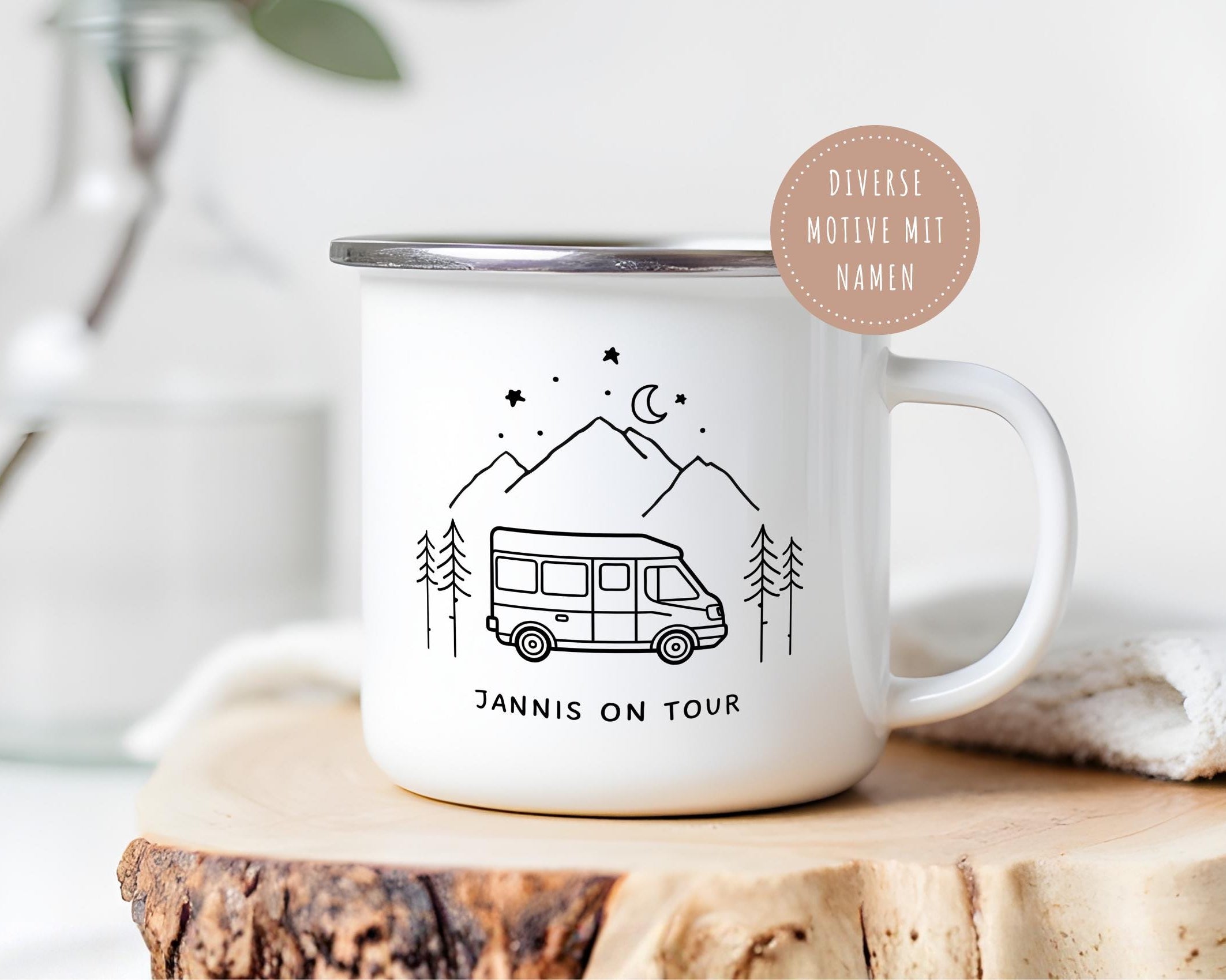Camper Tasse Emaille personalisiert | Camping | Geschenke für Camper | Camping Zubehör | personalisierte Tassen für Camper