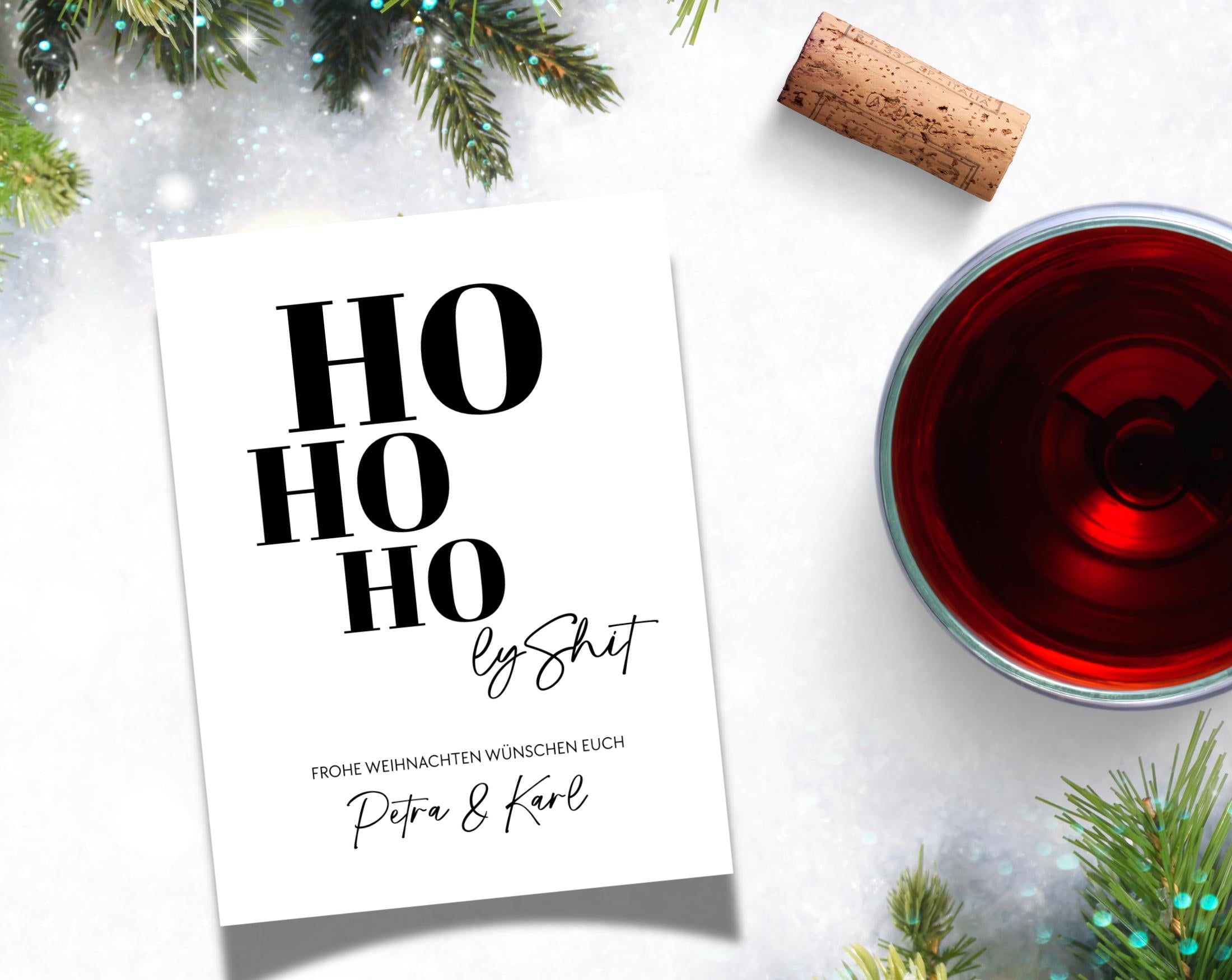 Weihnachts Weinflaschen Etikett personalisiert | Ho Ho Ho-ly Shit! Geschenk Weihnachten Gruß Wein