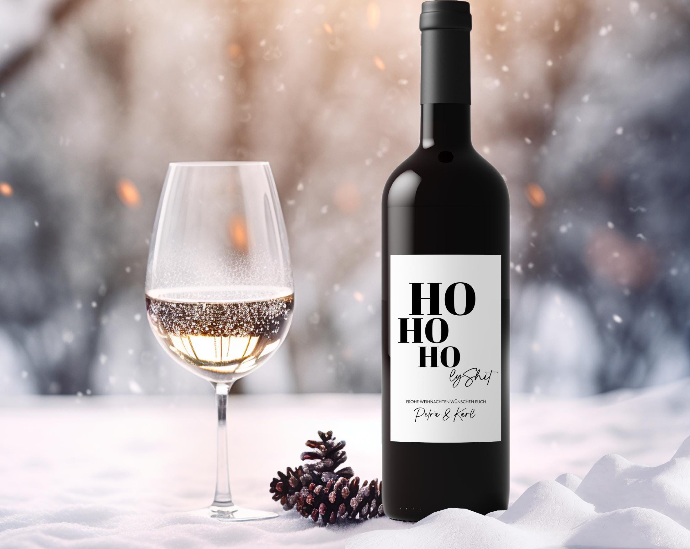 Weihnachts Weinflaschen Etikett personalisiert | Ho Ho Ho-ly Shit! Geschenk Weihnachten Gruß Wein