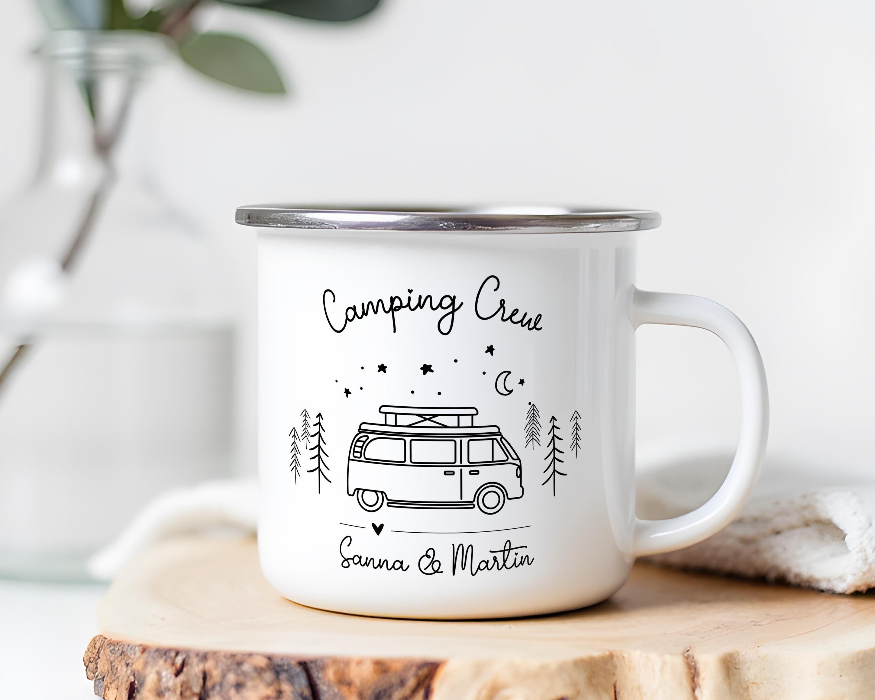 Emaille Tasse | Camping | personalisiert | Camping Crew