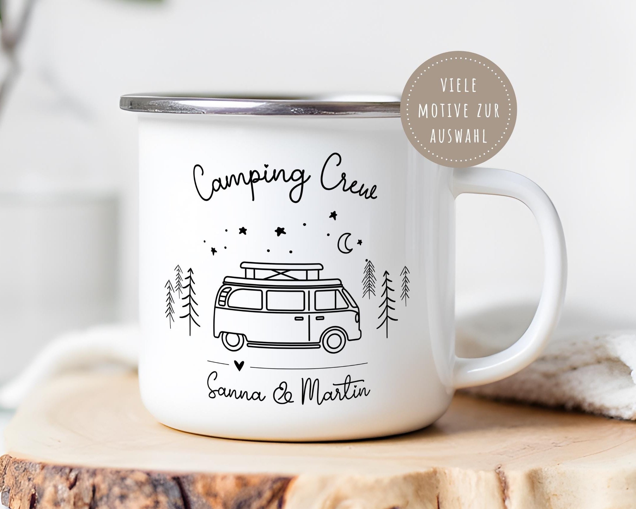 Emaille Tasse | Camping | personalisiert | Camping Crew