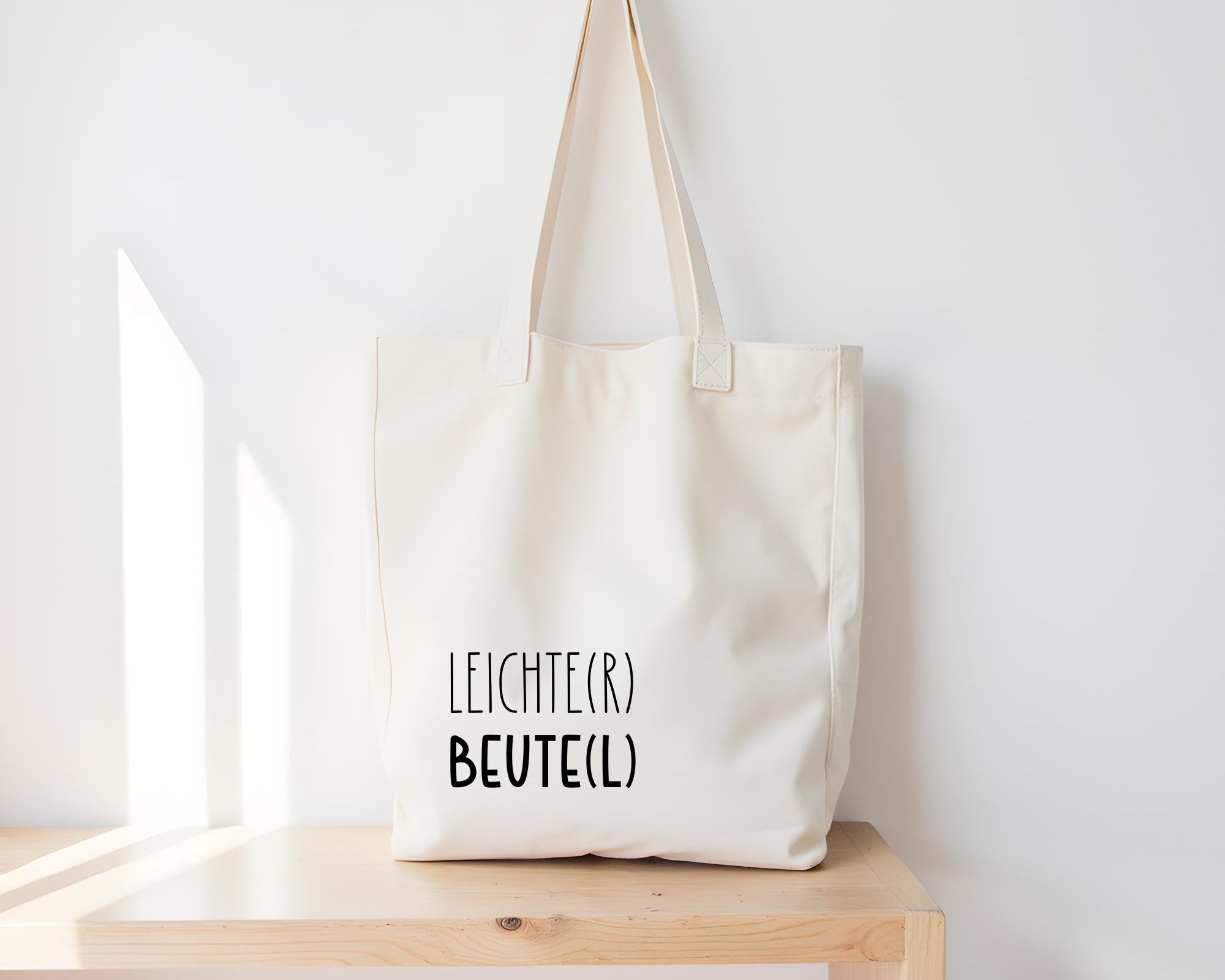 Jutebeutel | lustiger Spruch | witzige Stofftasche | Leichte(r) Beute(l)