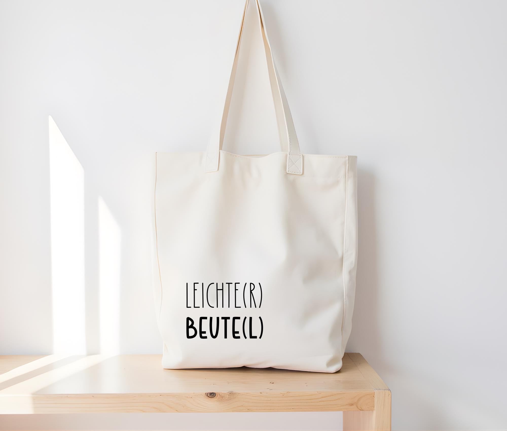 Jutebeutel | lustiger Spruch | witzige Stofftasche | Leichte(r) Beute(l)