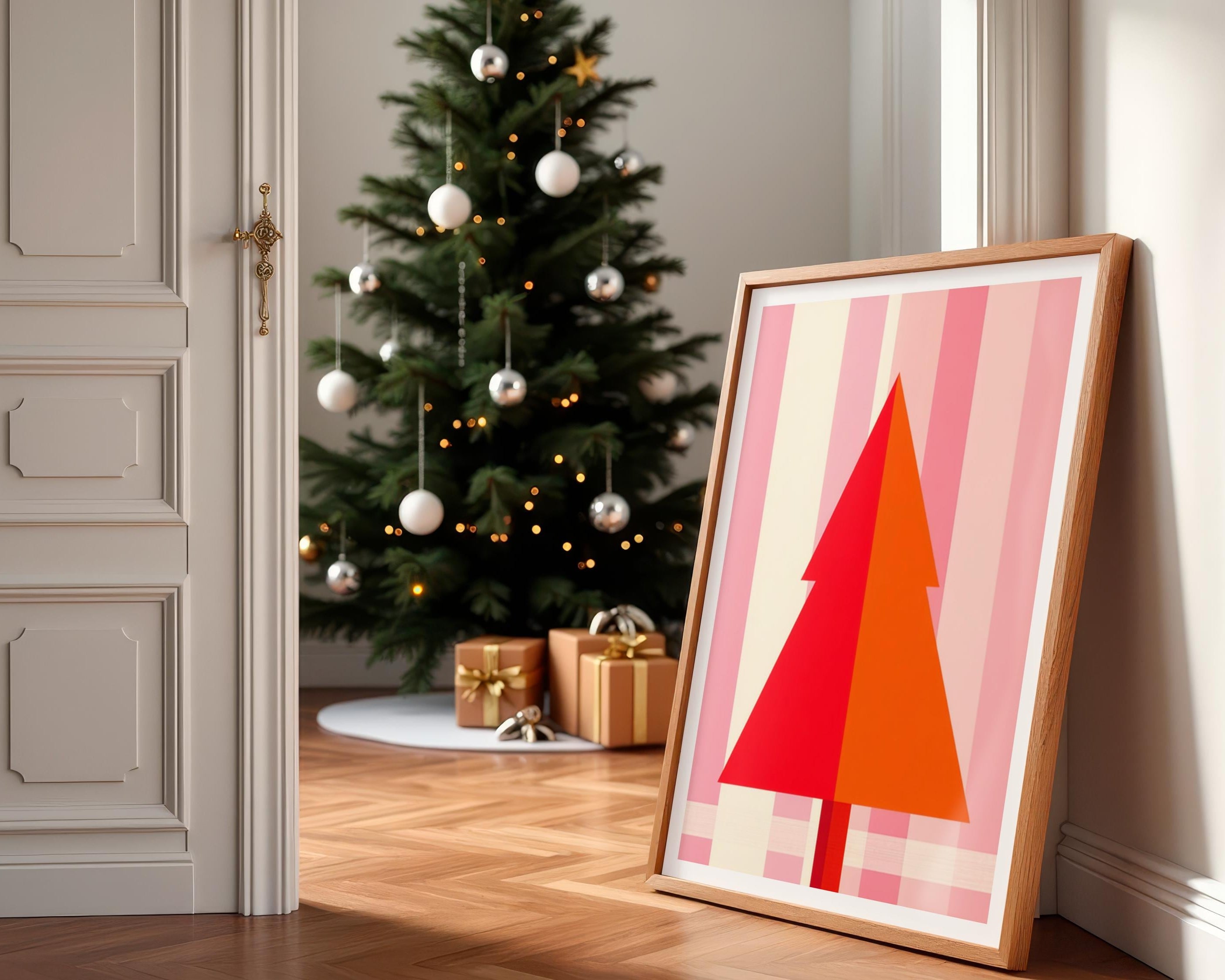 Weihnachts-Poster | 9 Grafik-Motive in Pink Rot Orange | digitaler download als PNG und JPG