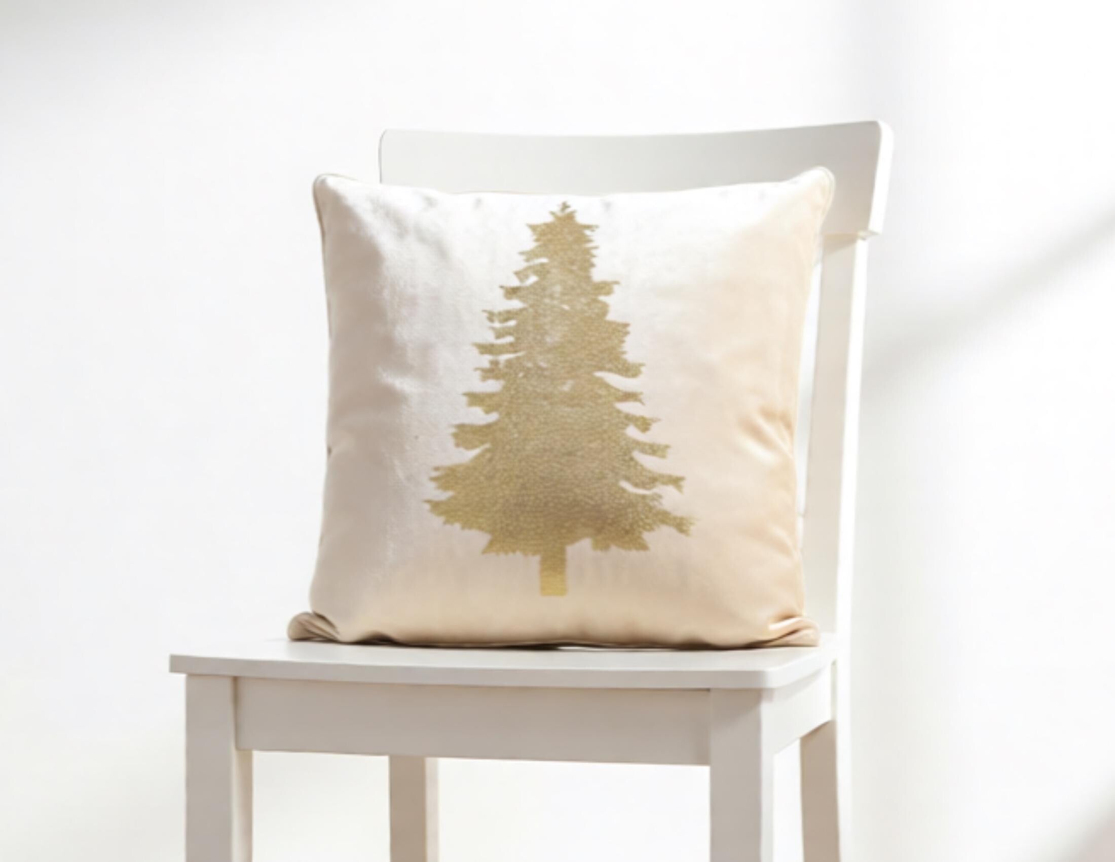 Kissen | Weihnachten | Tanne | Christmas | Samt creme gold