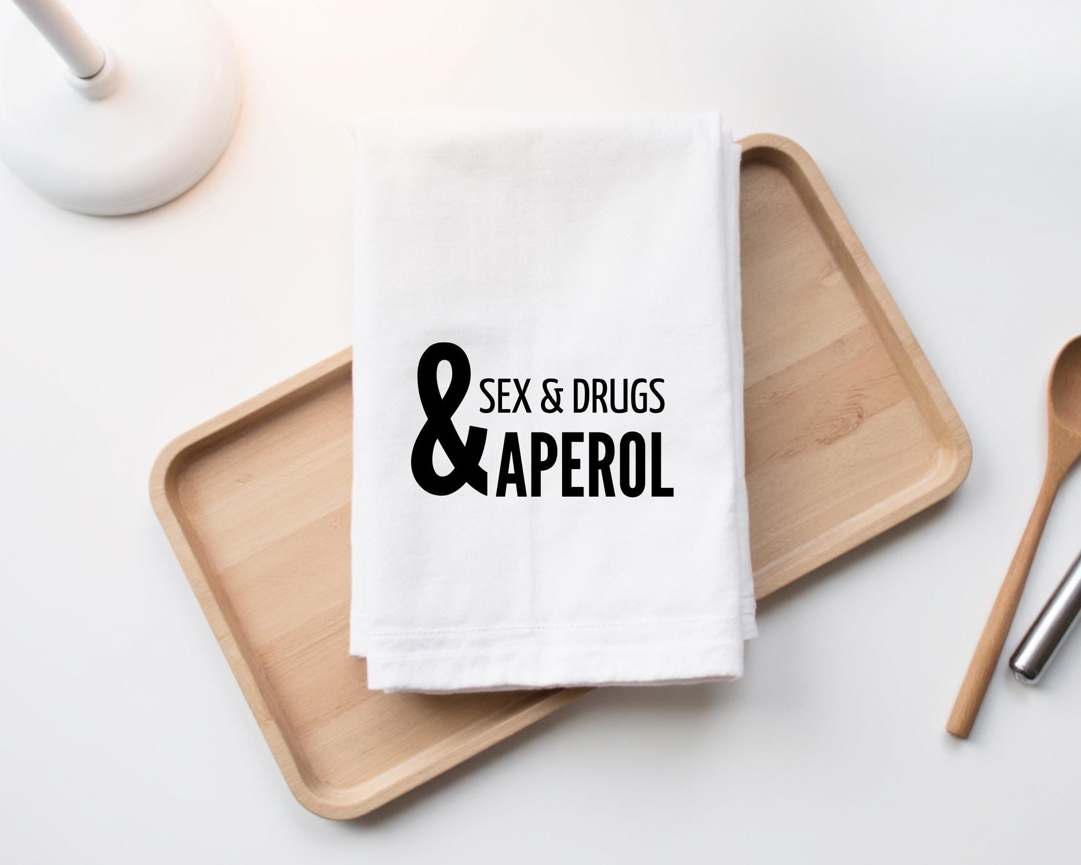 Geschirrtuch | Sex Drugs & Aperol | lustiger Spruch | Geschenk Mädelsabend Aperolparty