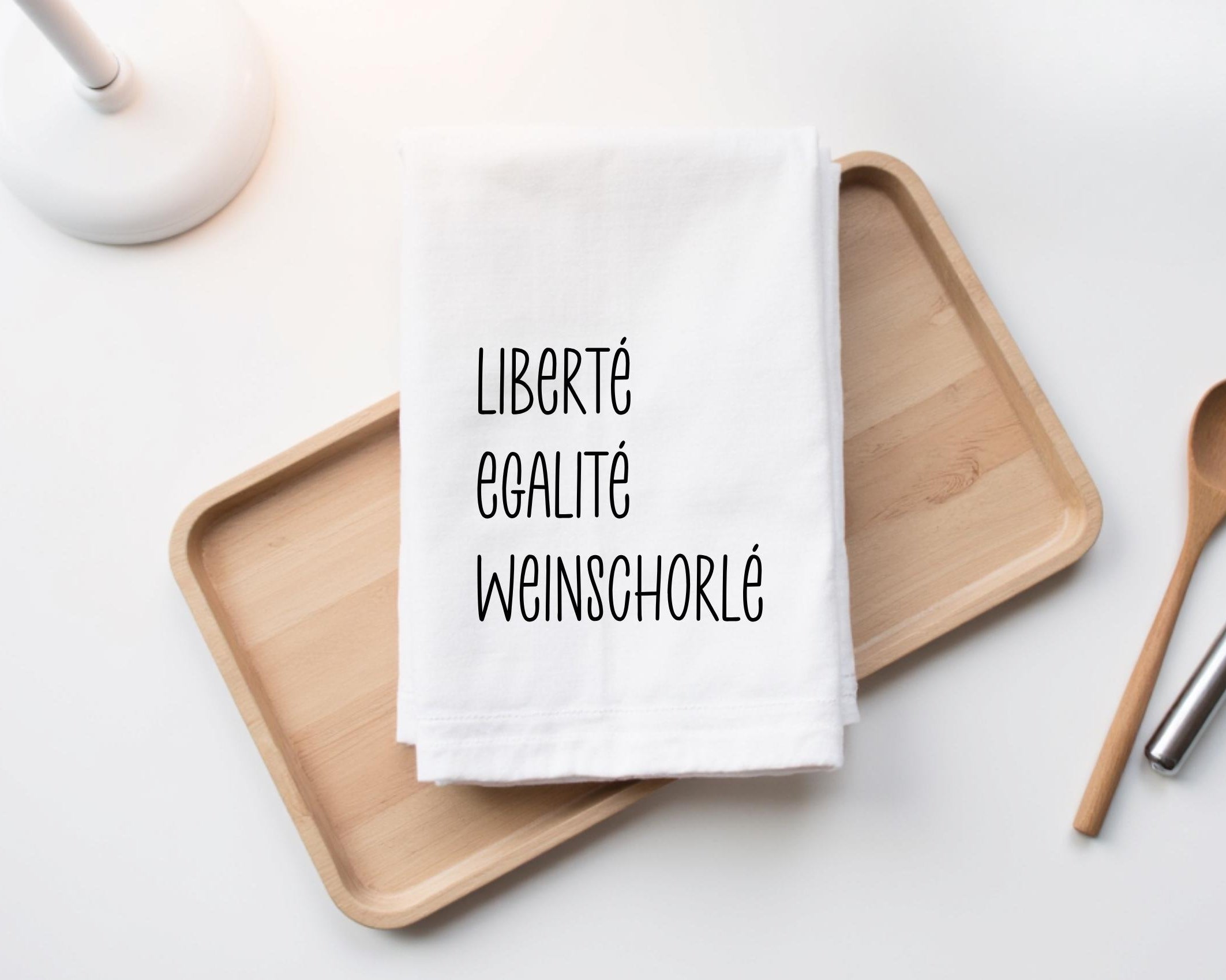 Geschirrtuch | Liberté Egalité Weinschorlé | lustiger Spruch | in schwarz, weiß oder grau