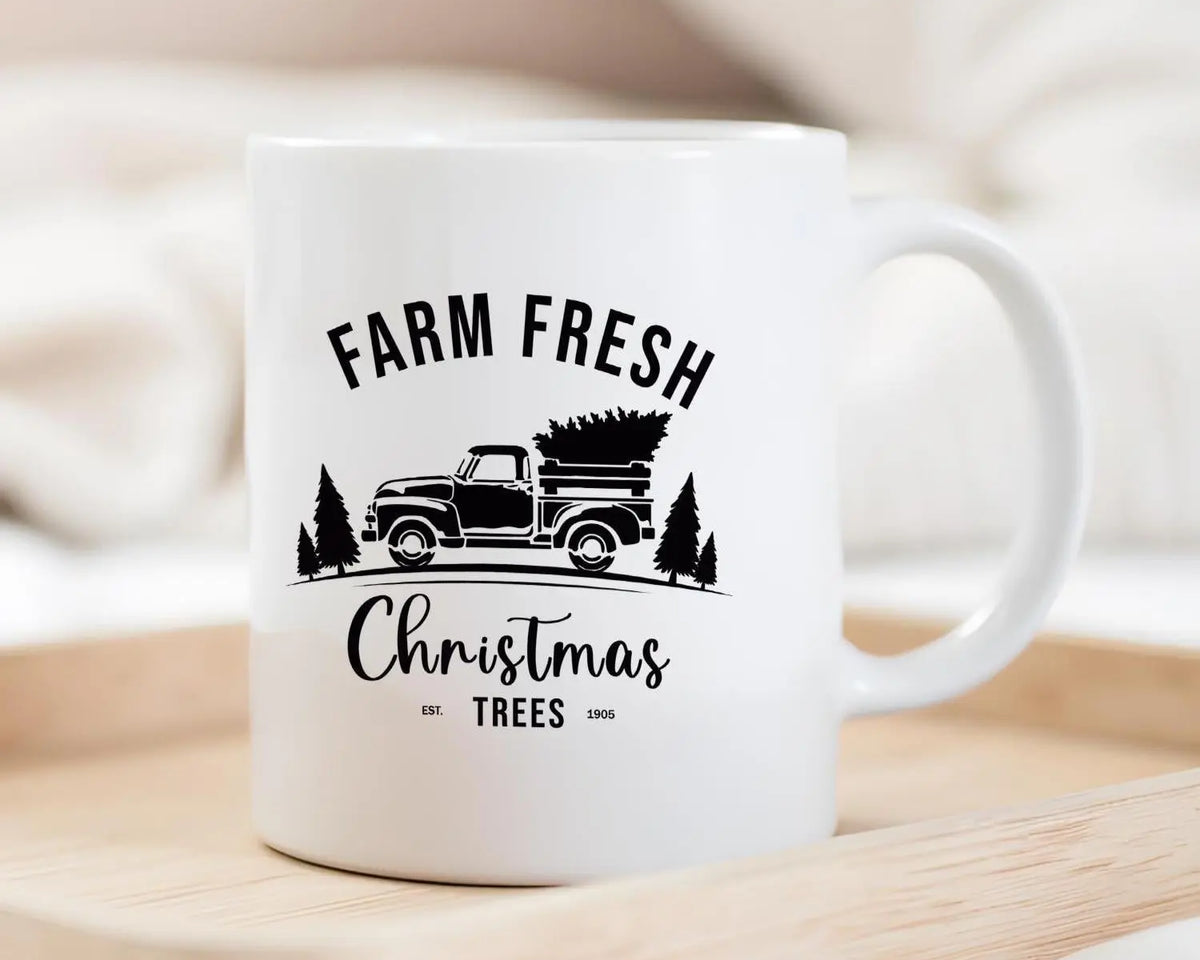 Keramiktasse | Weihnachtsmotiv | Farm Fresh Trees