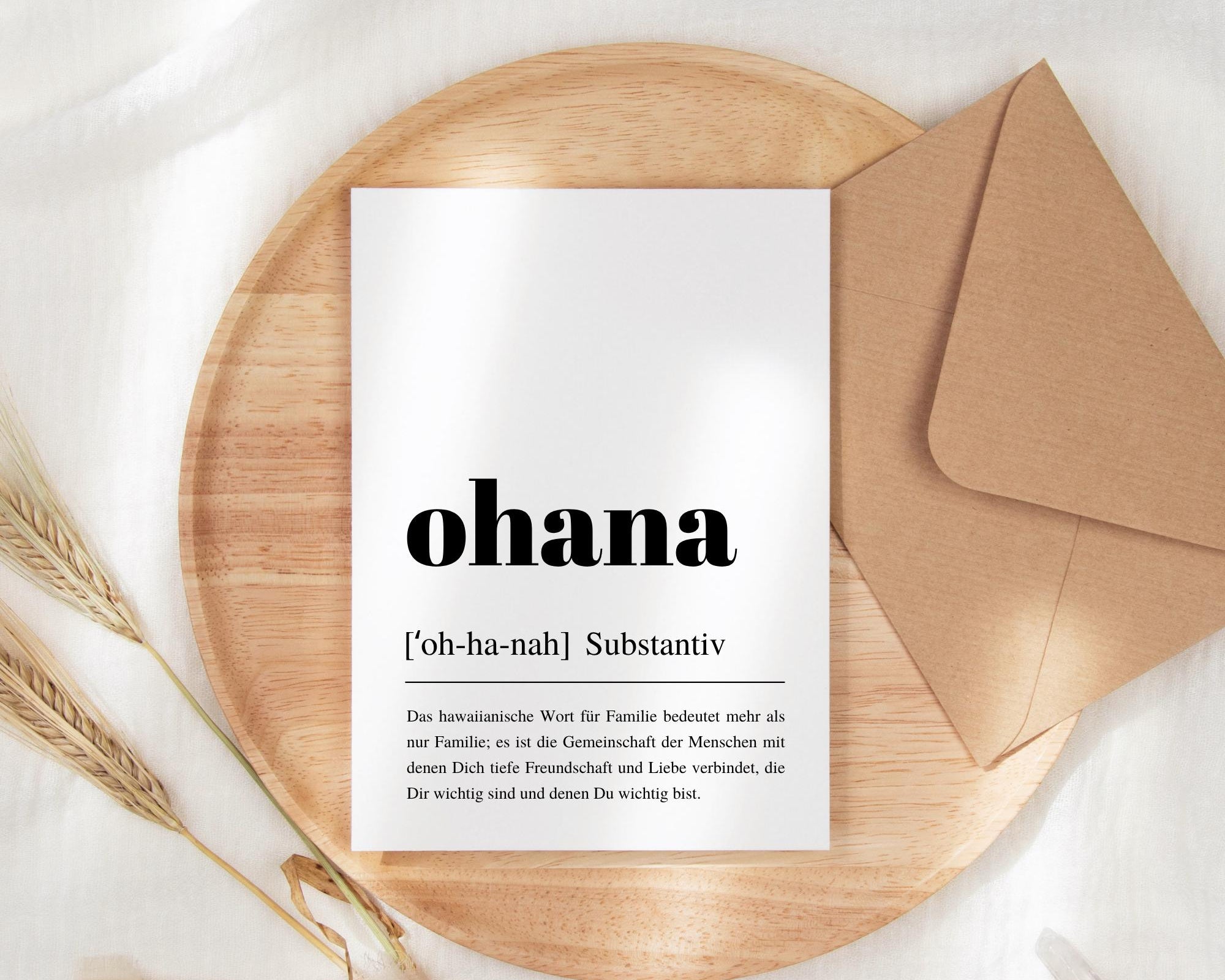 Ohana-Karte | Definition Familie | Grußkarte | Dankeskarte | Freundschaftskarte | Muttertag | A6 | Handhabung von Kraftpapier