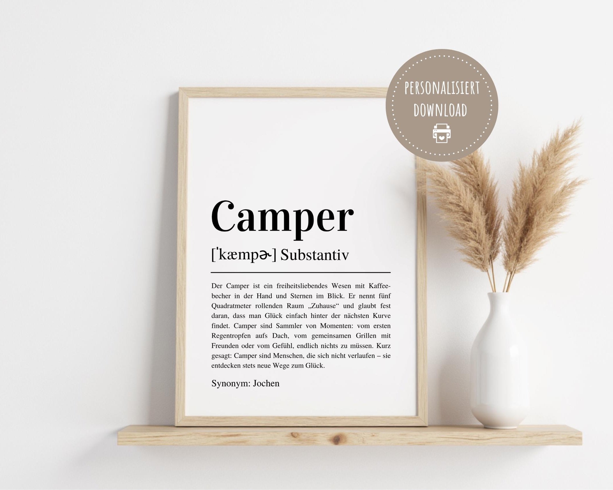 Poster Definition Camper | personalisiert | Geschenk Camping Fan | Digitaler Download