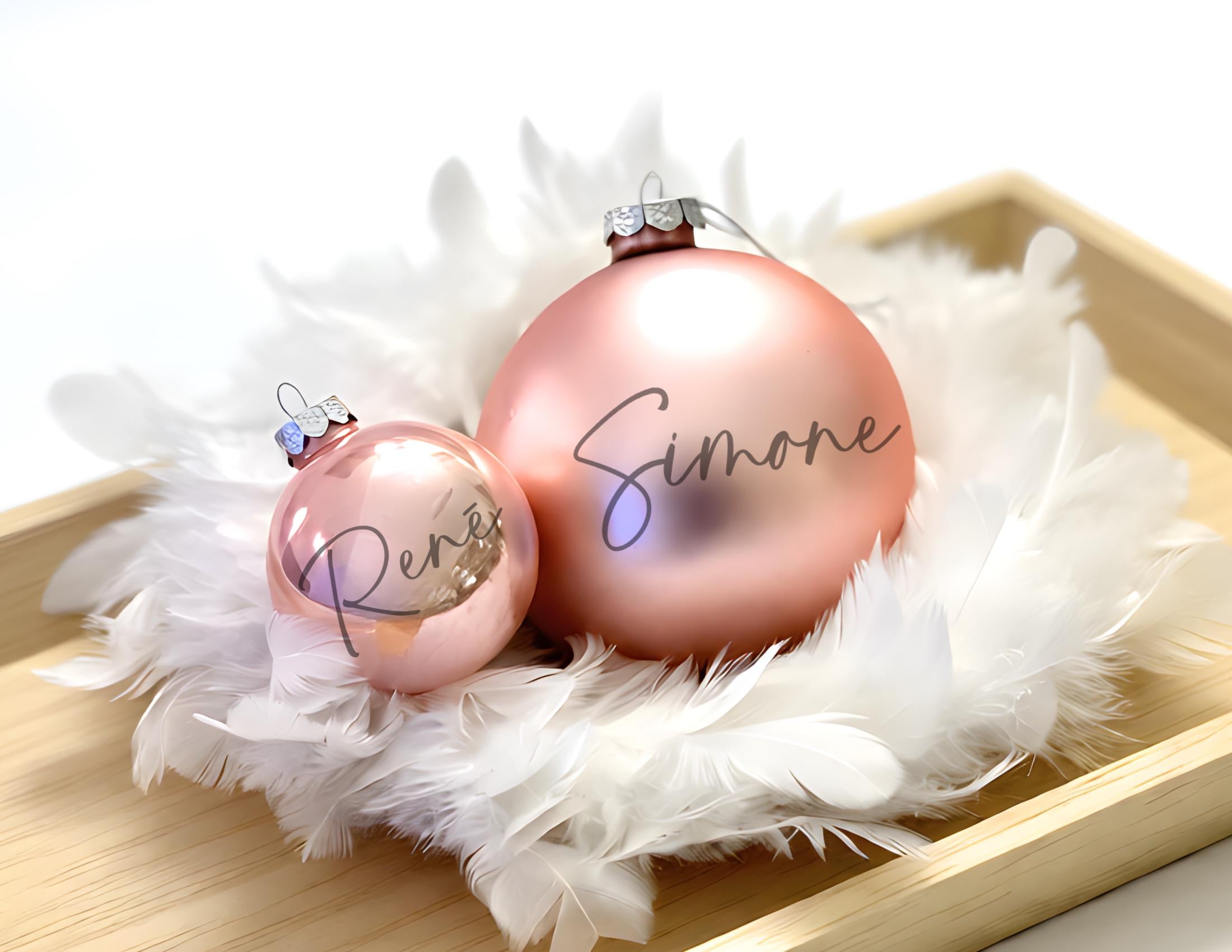 Weihnachtskugel personalisiert | 6 oder 8 cm | rosa