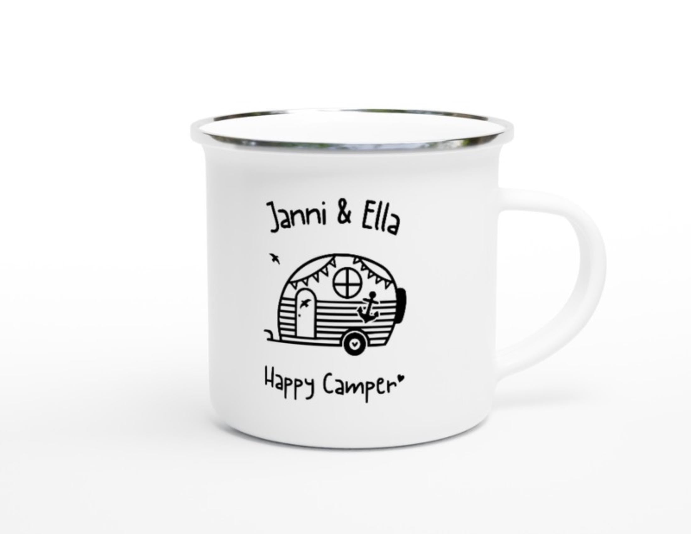 Camper Tasse Emaille personalisiert | Camping | Geschenke für Camper | Camping Zubehör | personalisierte Tassen für Camper