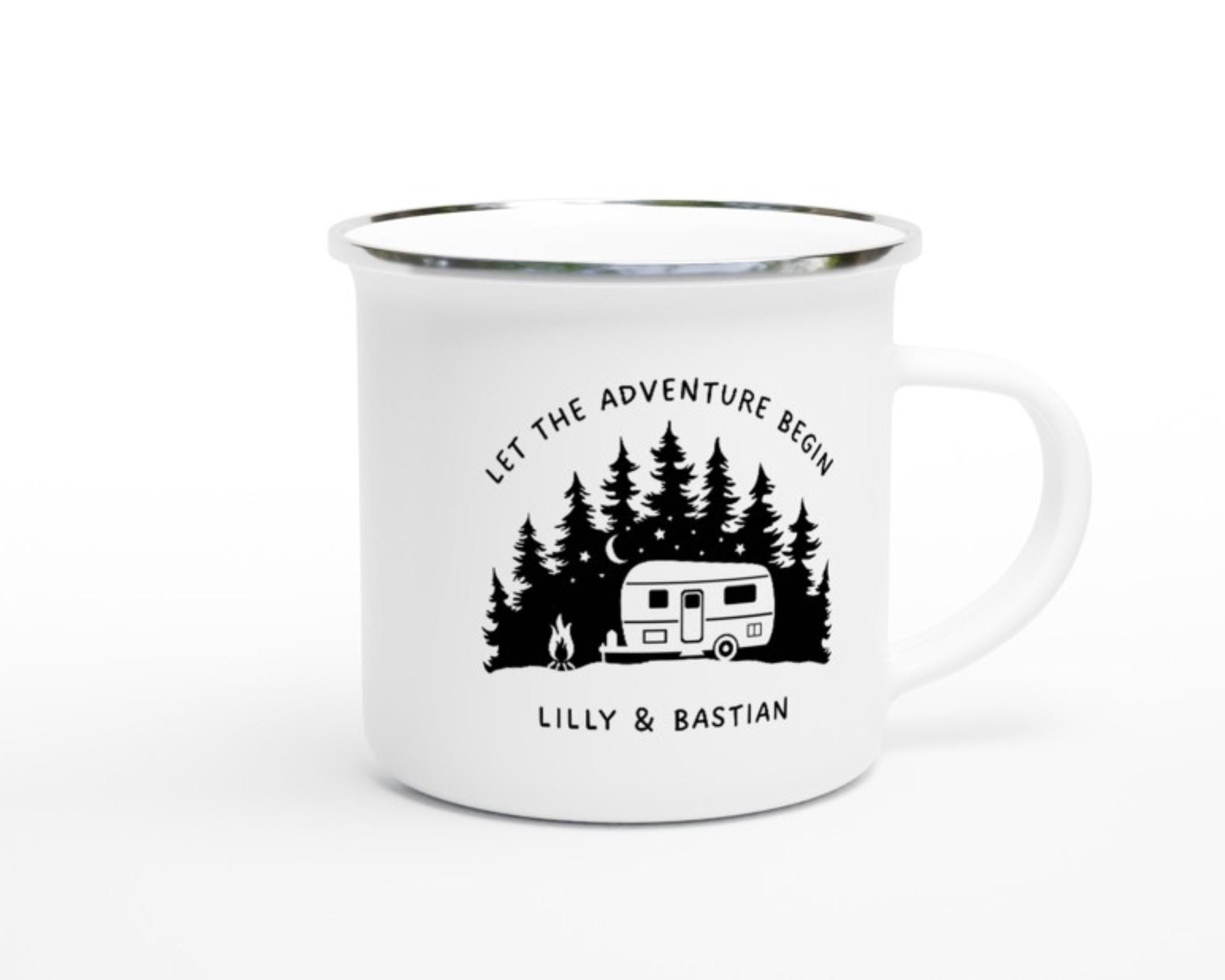 Camper Tasse Emaille personalisiert | Camping | Geschenke für Camper | Camping Zubehör | personalisierte Tassen für Camper