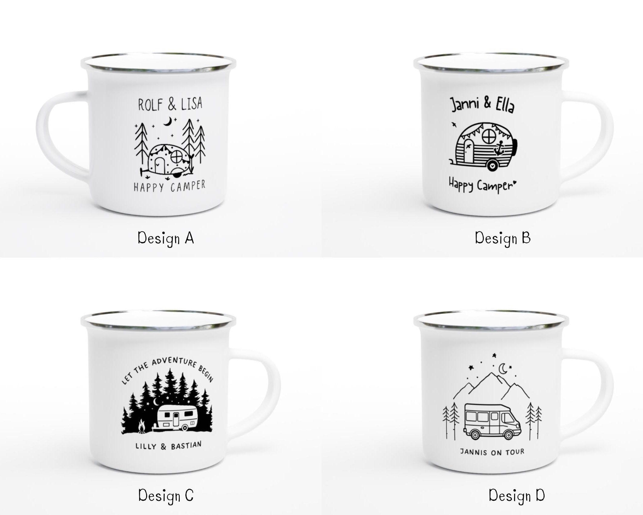 Camper Tasse Emaille personalisiert | Camping | Geschenke für Camper | Camping Zubehör | personalisierte Tassen für Camper
