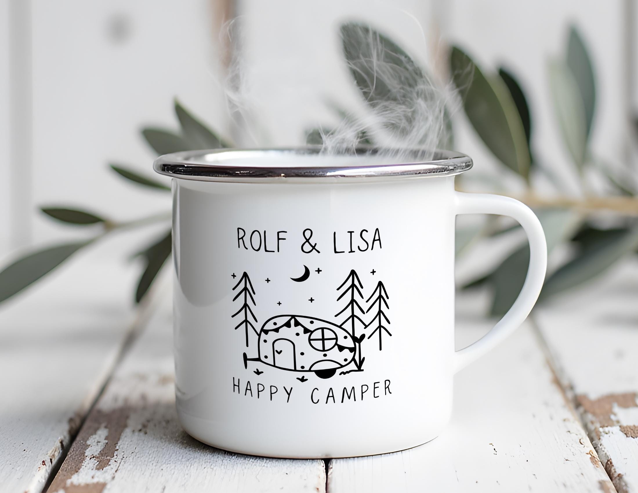 Camper Tasse Emaille personalisiert | Camping | Geschenke für Camper | Camping Zubehör | personalisierte Tassen für Camper
