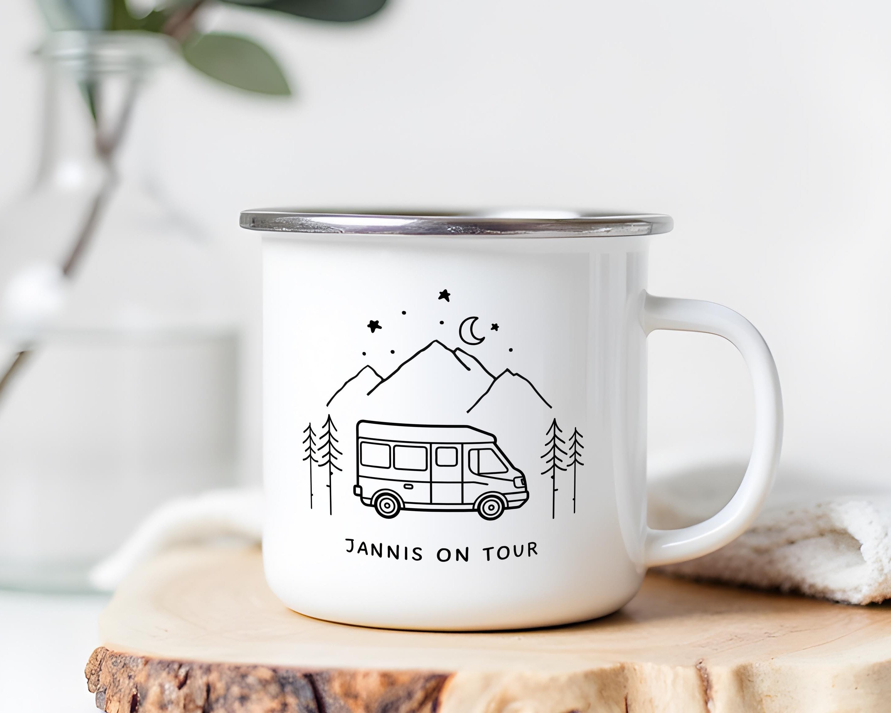 Camper Tasse Emaille personalisiert | Camping | Geschenke für Camper | Camping Zubehör | personalisierte Tassen für Camper