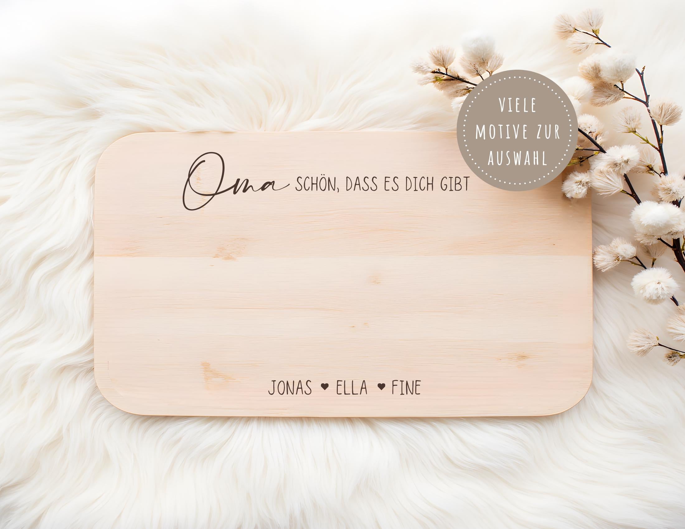 Frühstücksbrettchen personalisiert | für Oma, Mama, Opa, Schwester,... | Laser Buchenholz | persönliches Geschenk | mit Namen