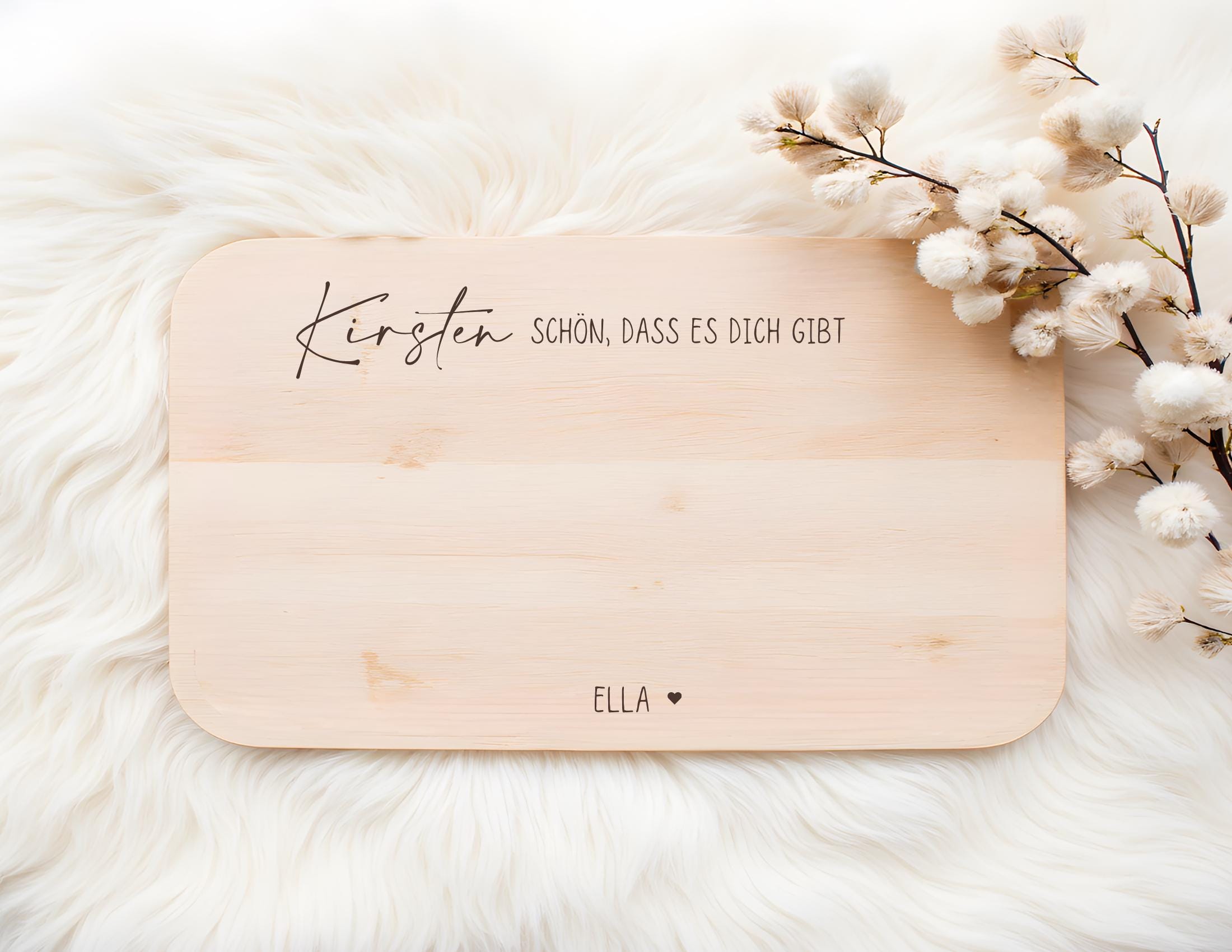 Frühstücksbrettchen personalisiert | für Oma, Mama, Opa, Schwester,... | Laser Buchenholz | persönliches Geschenk | mit Namen