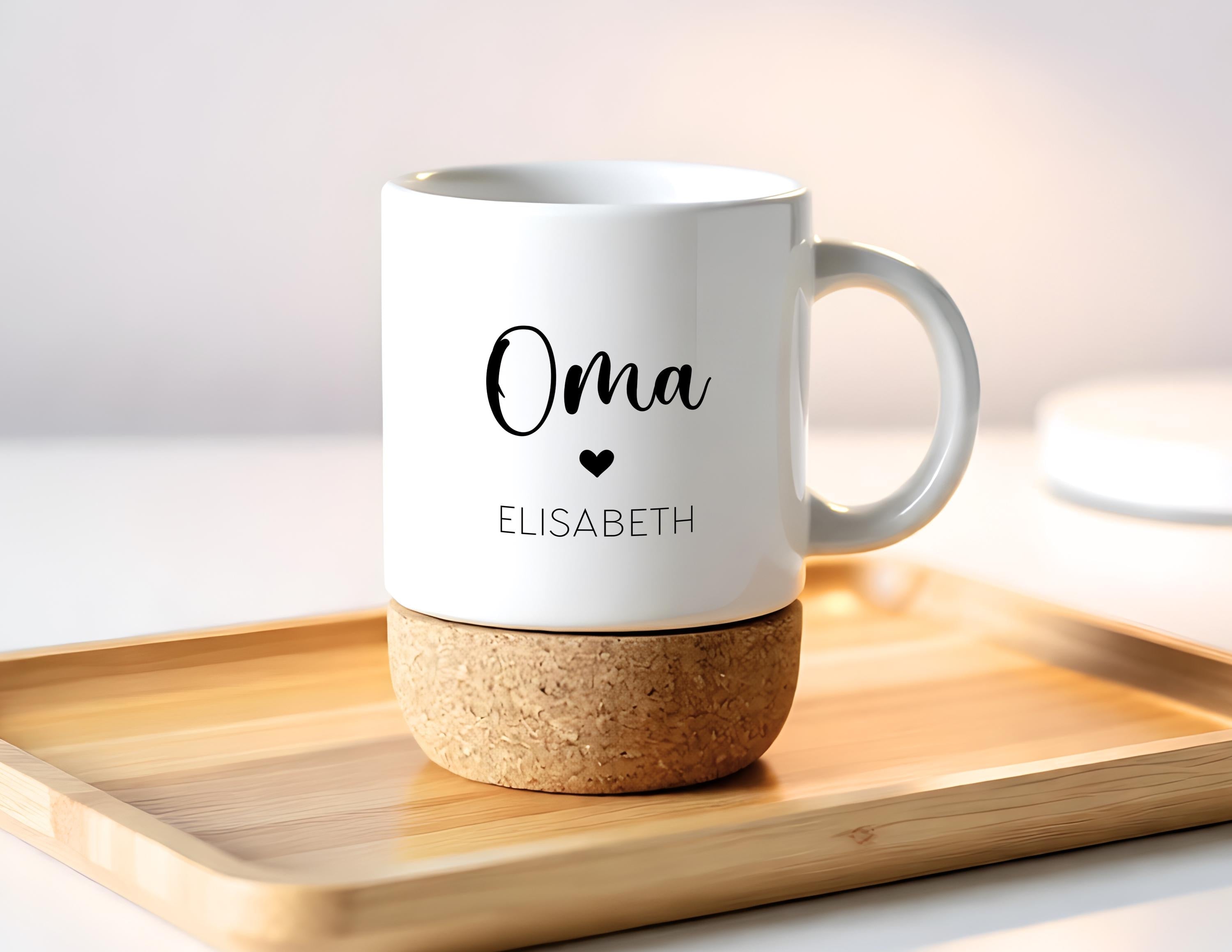 Tasse mit Kork | Mom, Dad, Oma, Opa | Keramiktasse Muttertag Vatertag | personalisierte Korktasse