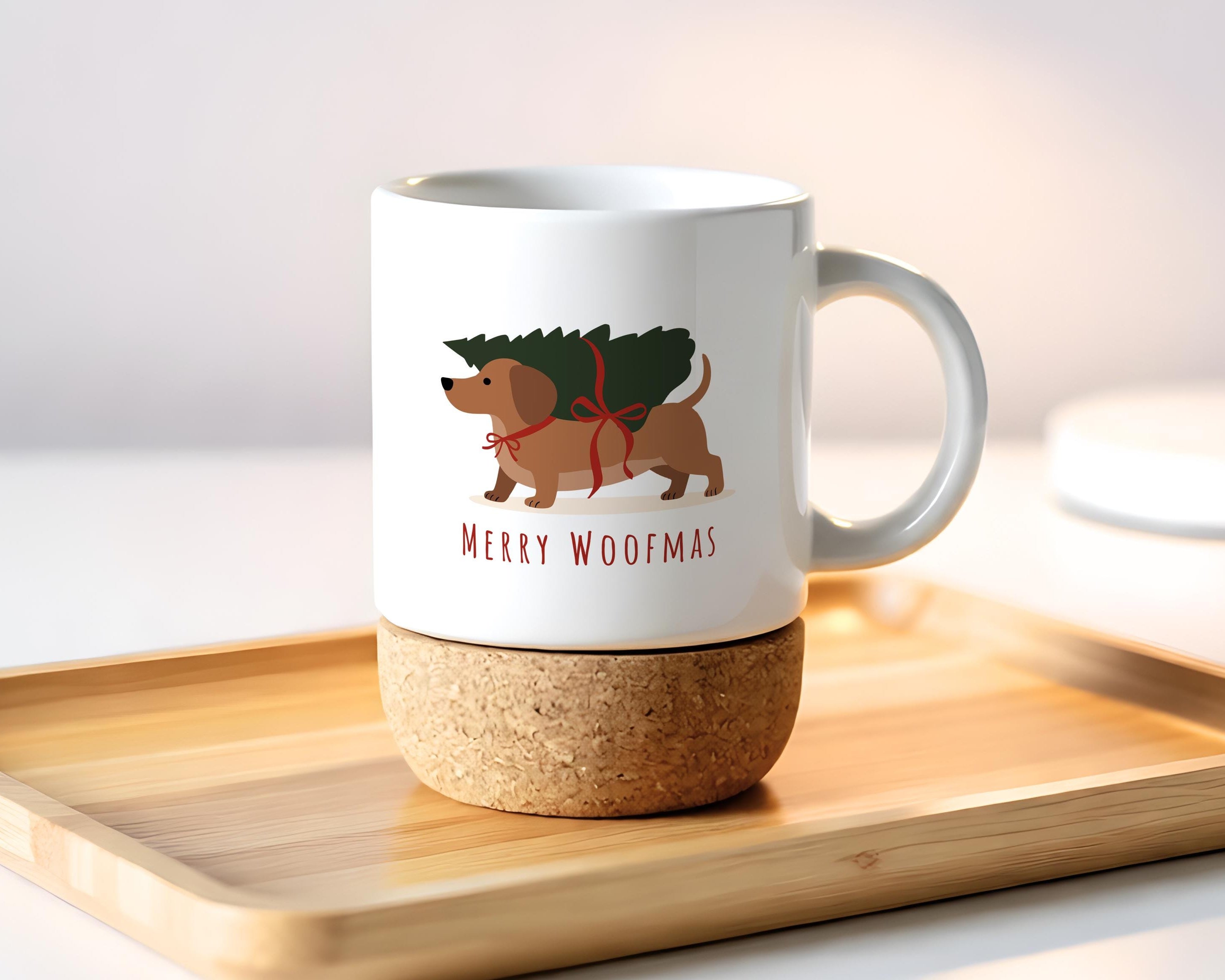 Tasse mit Weihnachts Dackel | Keramiktasse für Dackelliebhaber | Weihnachten