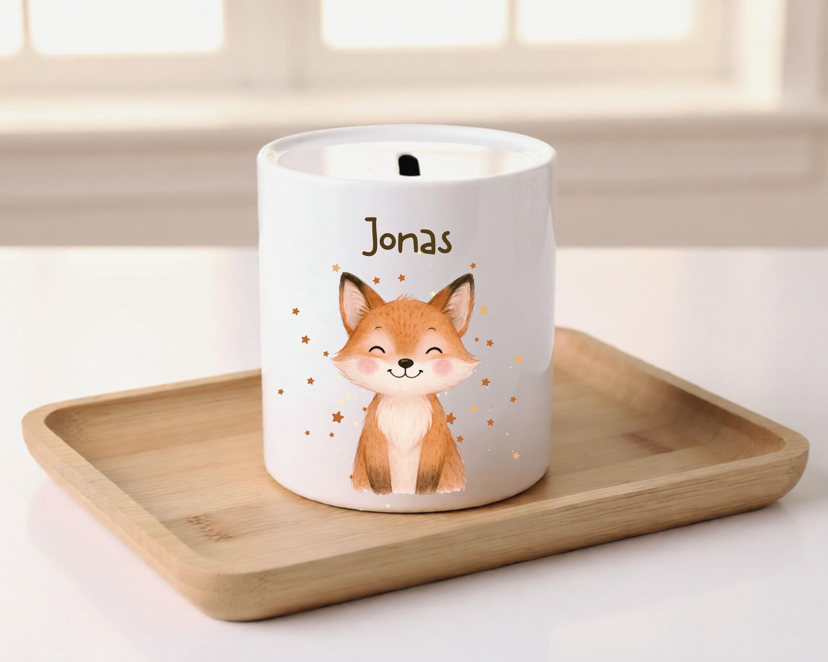 Personalisierte Spardose für Kinder | Geld Taufe Geburt schenken | Geschenk | 8 unterschiedliche Tiermotive | Keramik Sparschwein