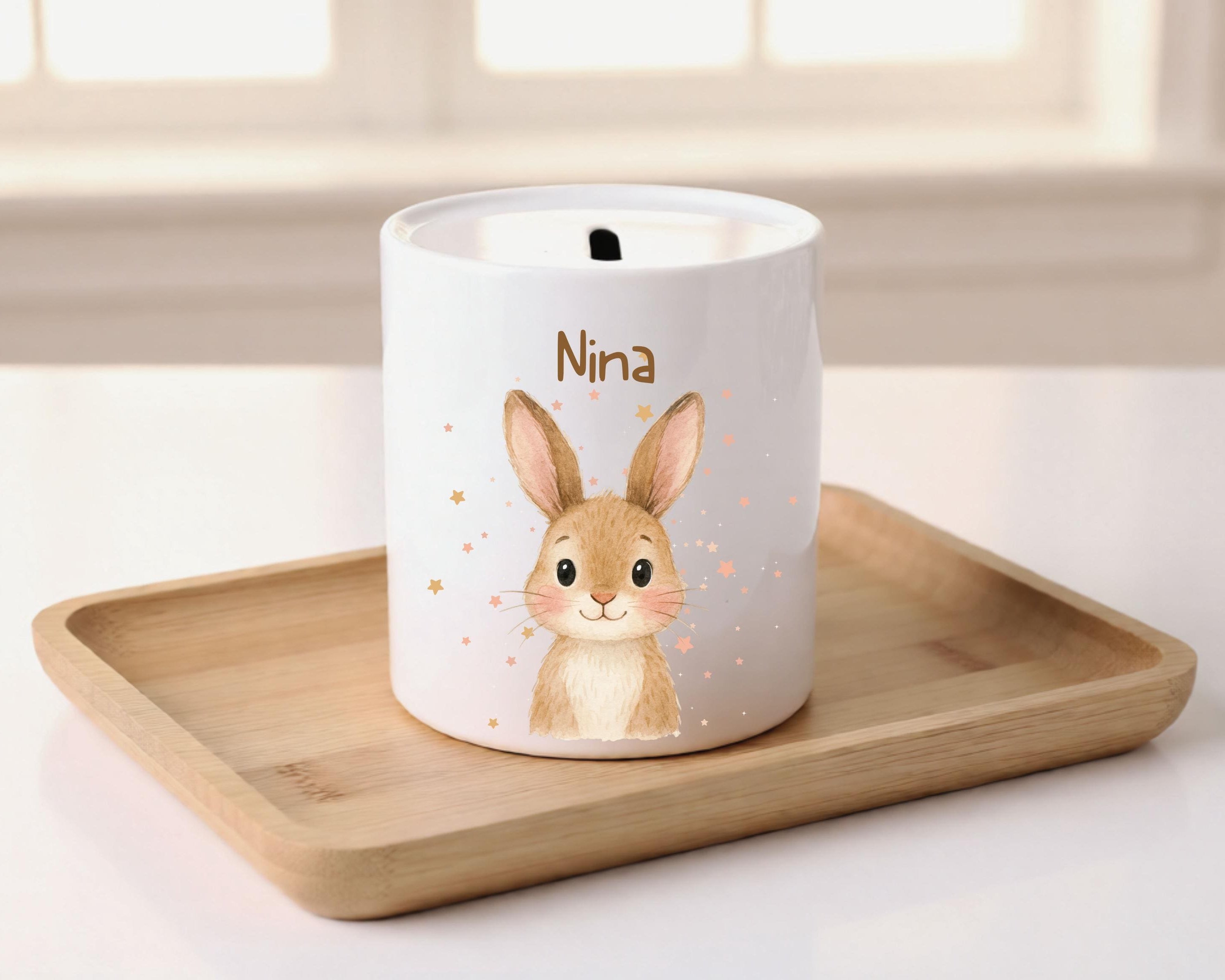 Personalisierte Spardose für Kinder | Geld Taufe Geburt schenken | Geschenk | 8 unterschiedliche Tiermotive | Keramik Sparschwein