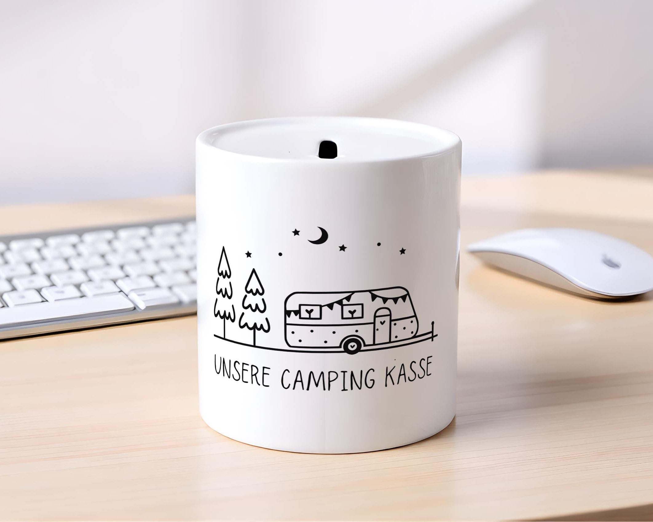 Spardose Camper personalisiert | Geld sparen und schenken | Geschenk Camping Reise Sparschwein