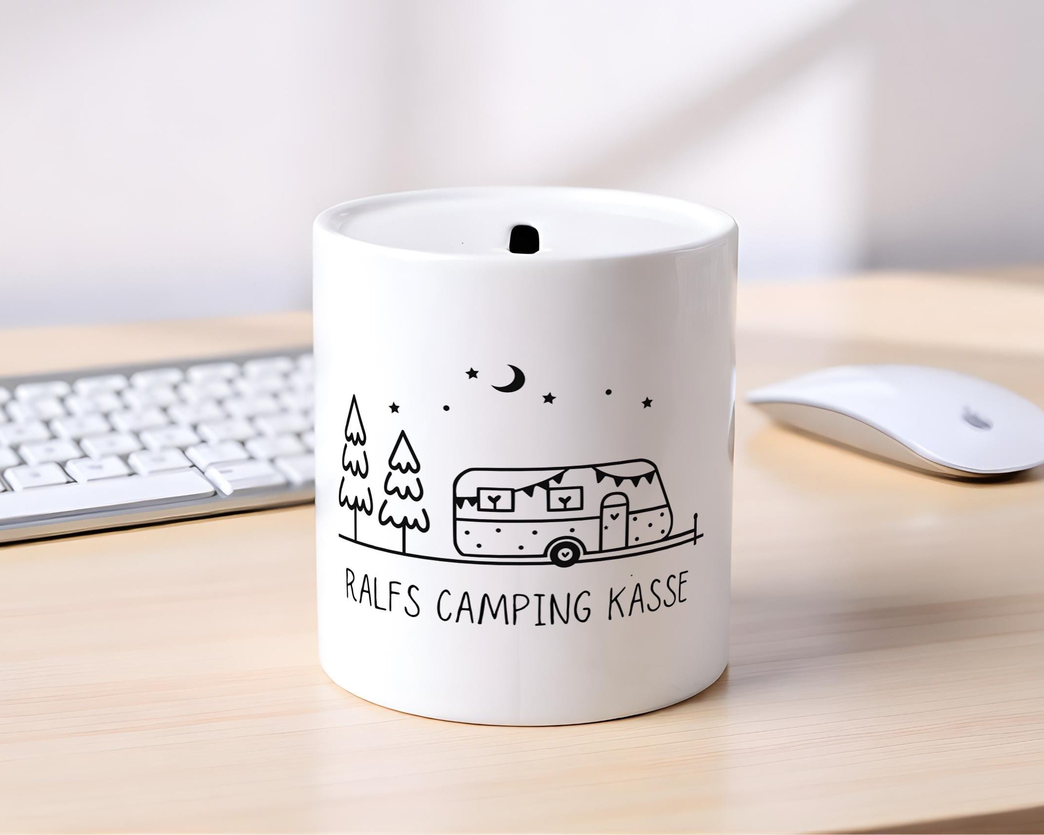 Spardose Camper personalisiert | Geld sparen und schenken | Geschenk Camping Reise Sparschwein