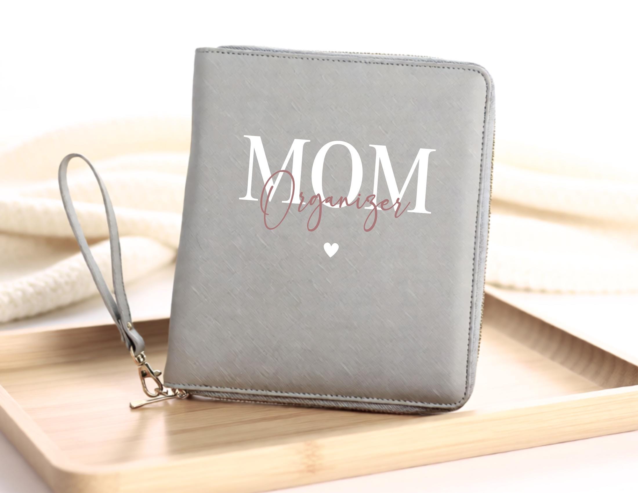 Grauer Organizer für Mutterpass & U-Heft | personalisierte Mappe für alle Unterlagen | Dokumenten Hülle für Mama und Kind