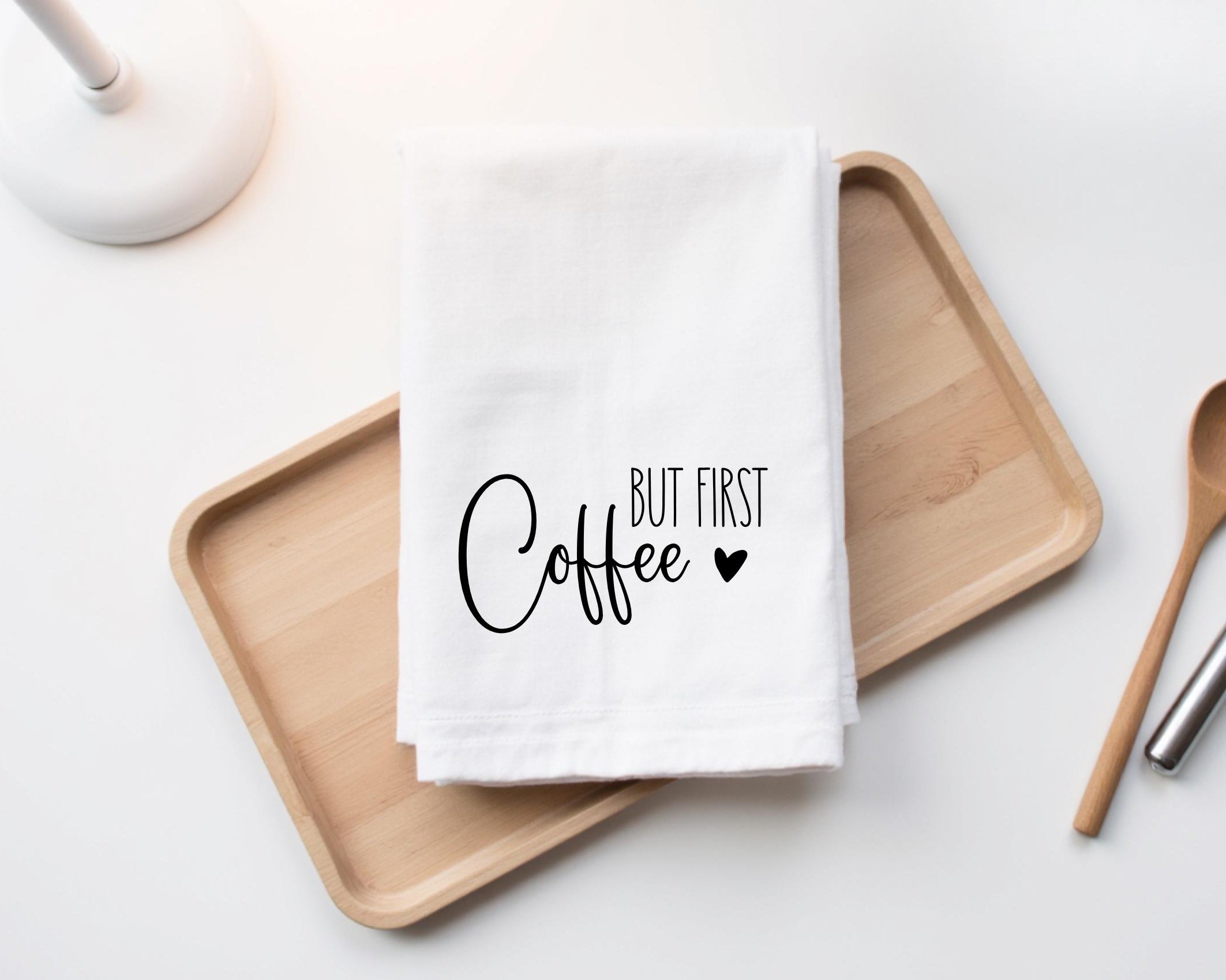 Geschirrtuch | But First Coffee | lustiger Spruch | in schwarz oder weiß