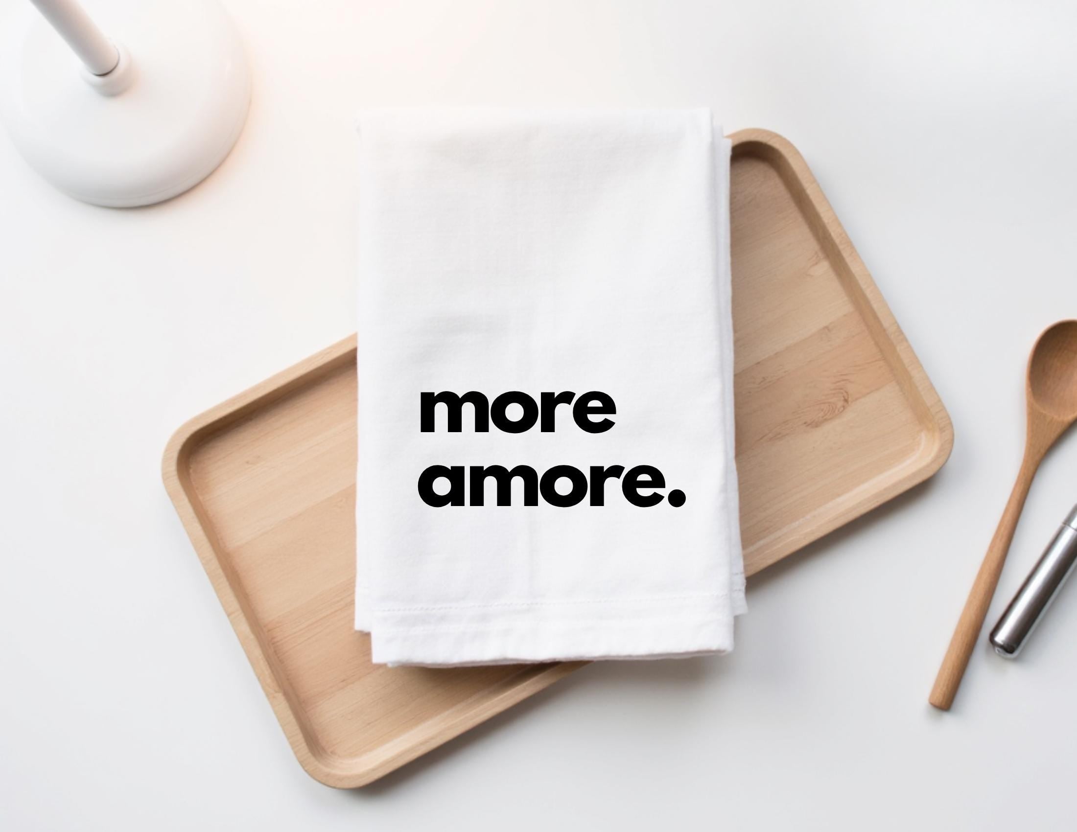 Geschirrtuch | Küchenhandtuch | More amore. | Liebe | mit schwarzer oder pinker Beschriftung