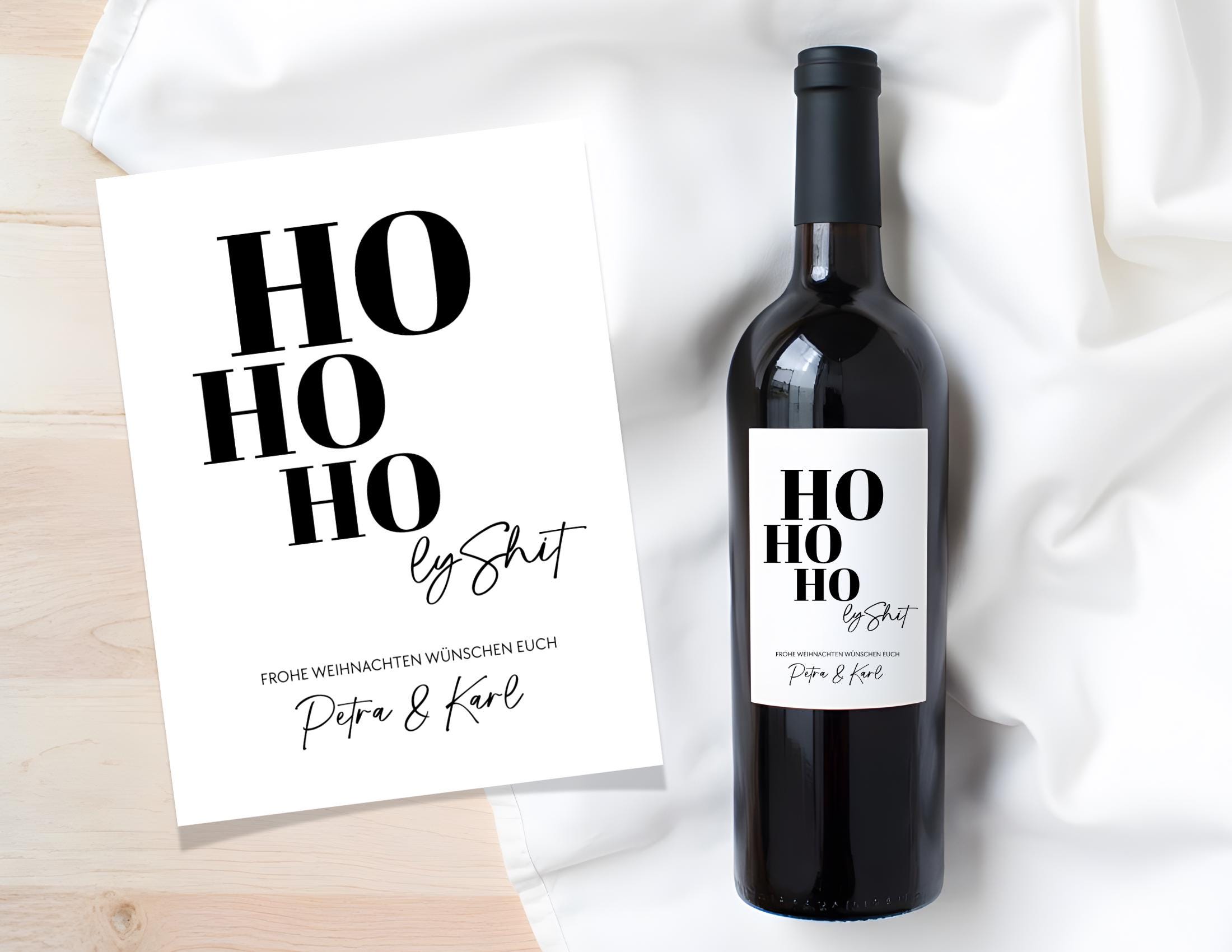 Weihnachts Weinflaschen Etikett personalisiert | Ho Ho Ho-ly Shit! Geschenk Weihnachten Gruß Wein