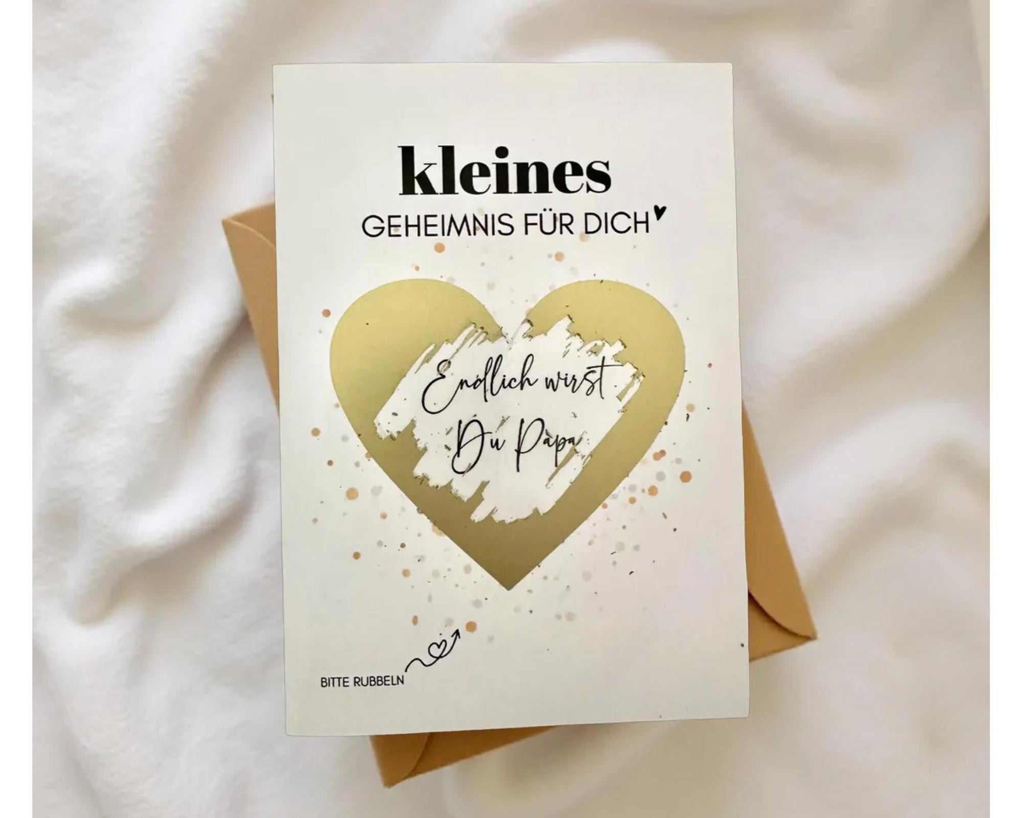 Personalisierte Rubbelkarte mit Rubbelherz und Deinem Text | Klappkarte A6 | Gutschein | Herz in gold