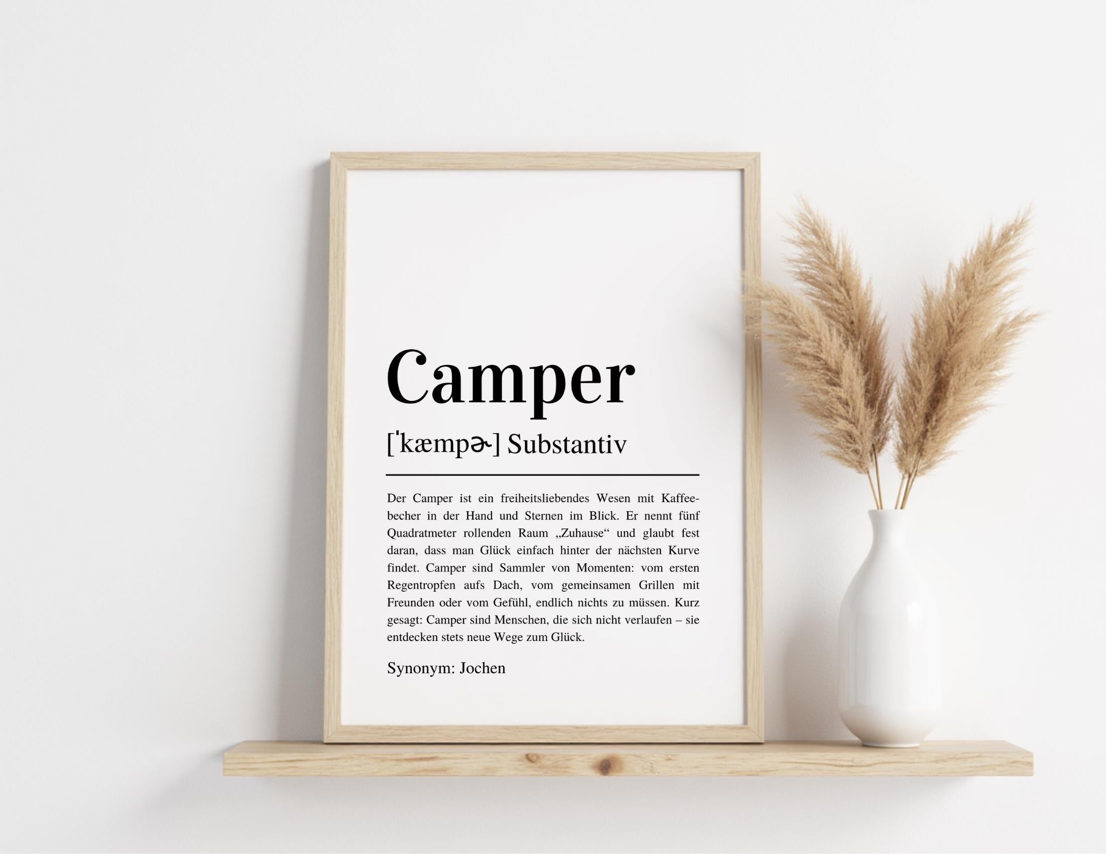 Poster Definition Camper | personalisiert | Geschenk Camping Fan | Digitaler Download