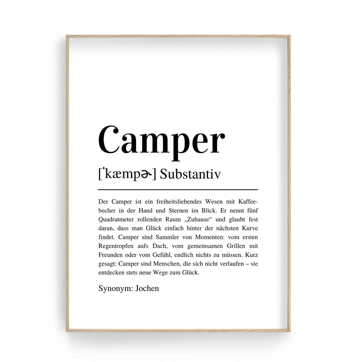 camping bedeutung Poster Definition Camper | personalisiert | Geschenk Camping Fan