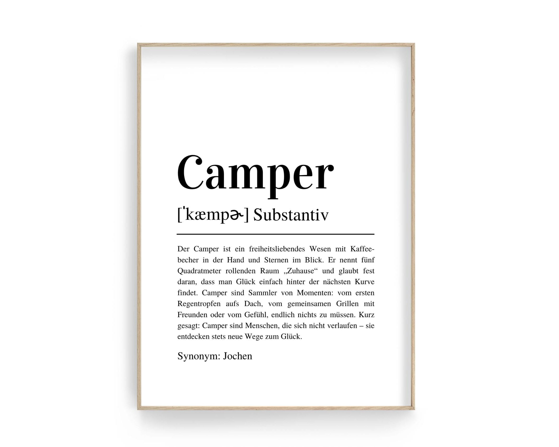 Poster Definition Camper | personalisiert | Geschenk Camping Fan | Digitaler Download