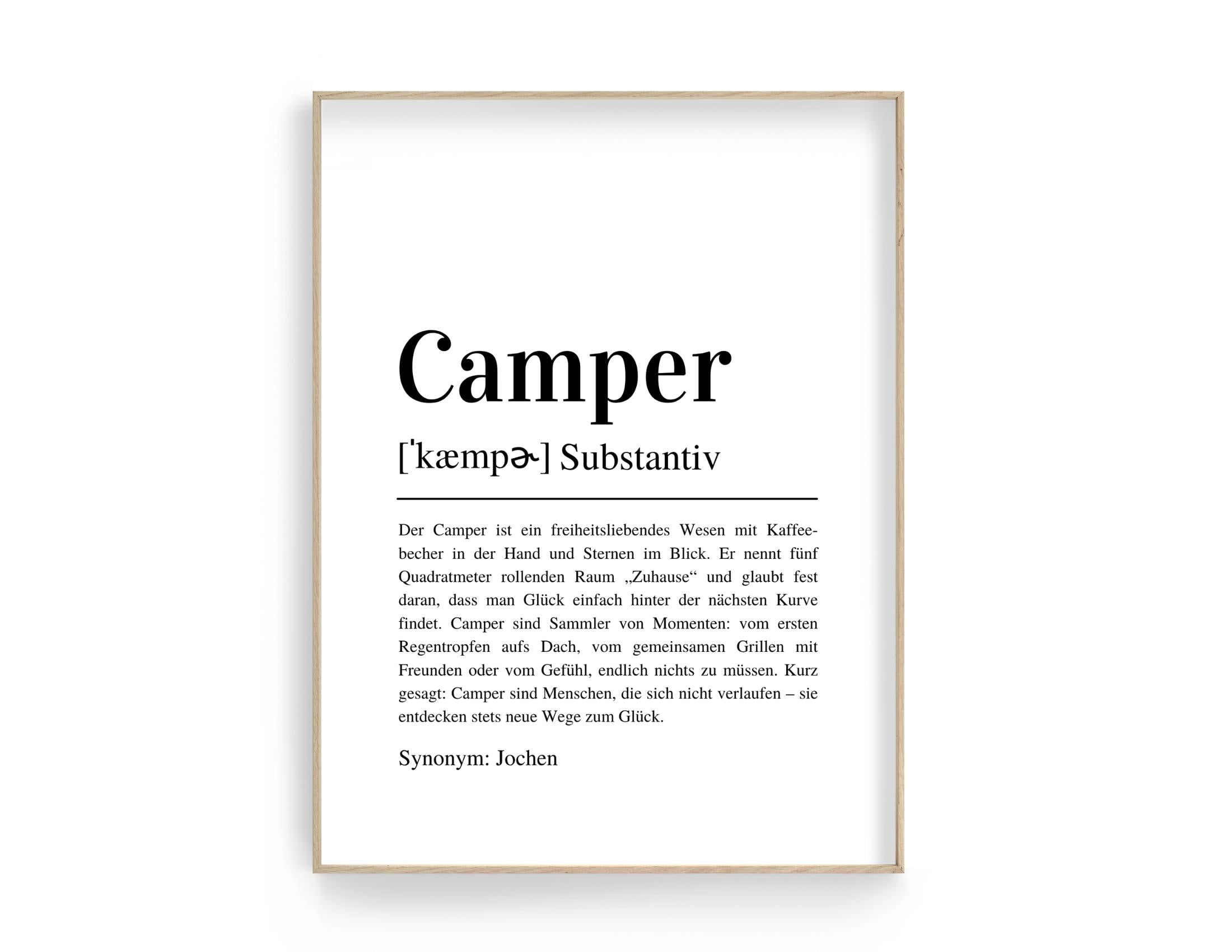 Poster Definition Camper | personalisiert | Geschenk Camping Fan | Digitaler Download