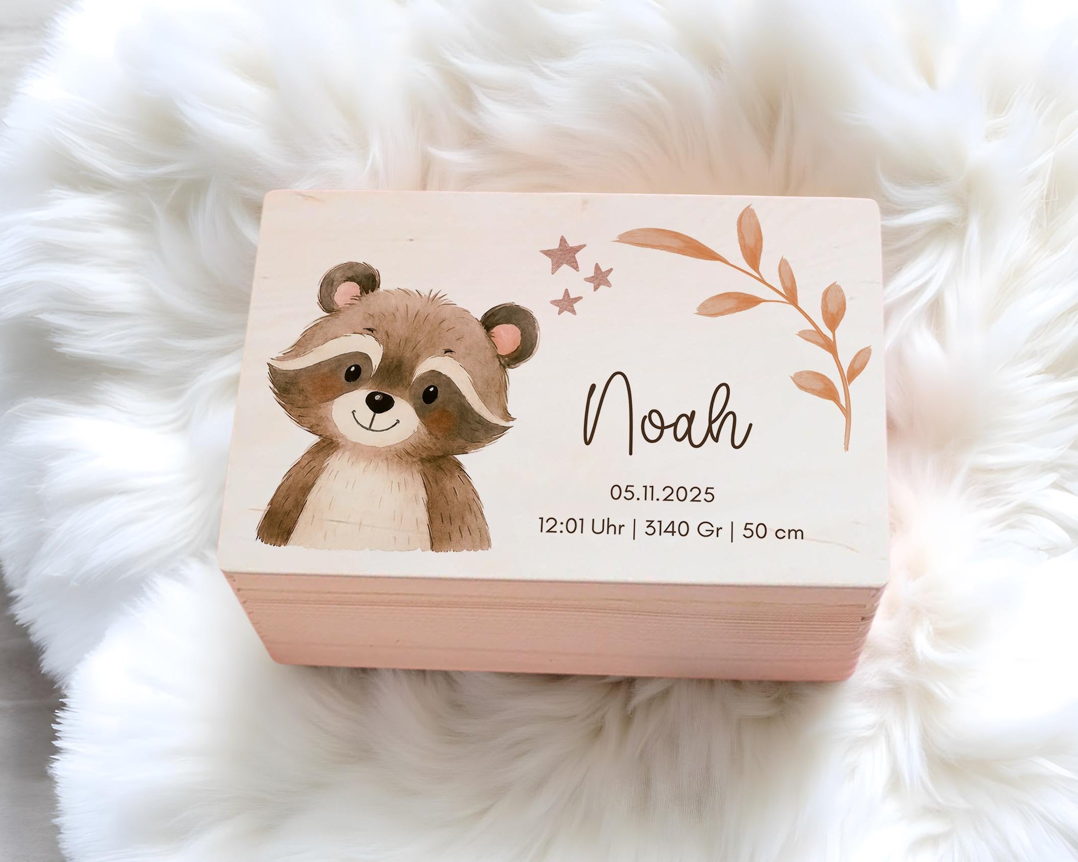 Erinnerungskiste | personalisiert | Baby | Tier-Motiv | Holz Erinnerungsbox | Babygeschenk | Taufe | Geschenkidee Geburt | Auswahl 8 Tiere
