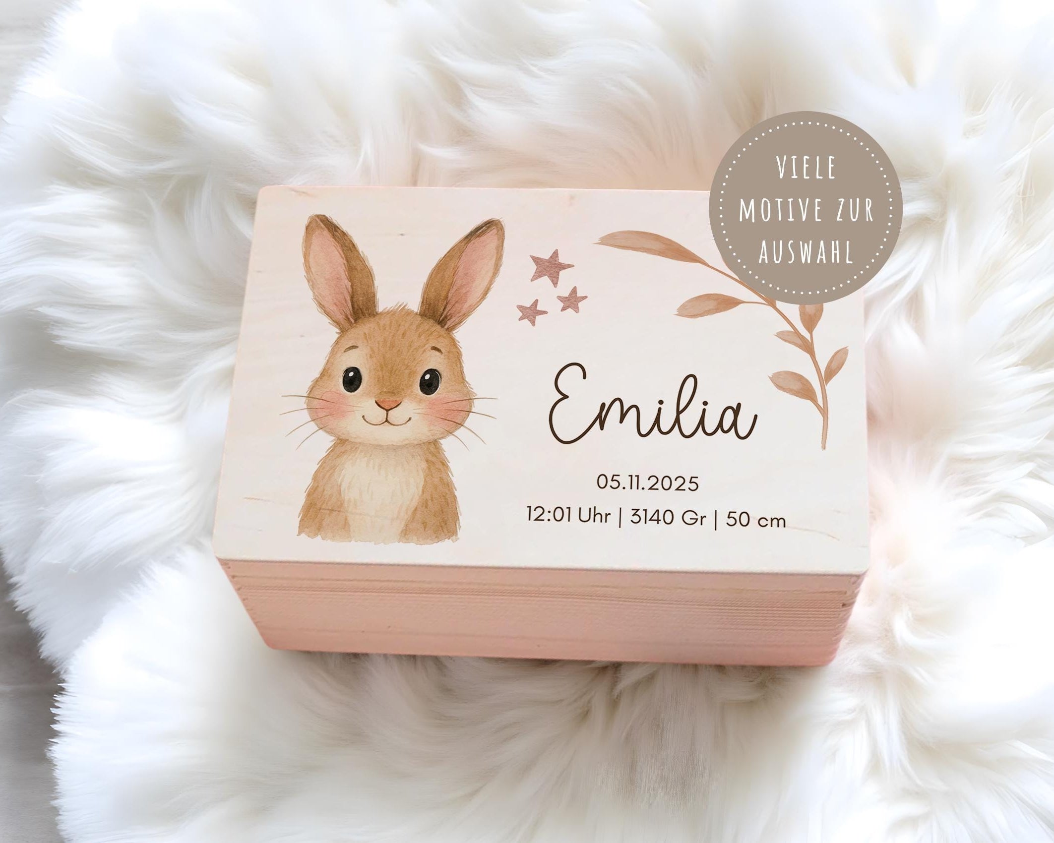 Erinnerungskiste | personalisiert | Baby | Tier-Motiv | Holz Erinnerungsbox | Babygeschenk | Taufe | Geschenkidee Geburt | Auswahl 8 Tiere