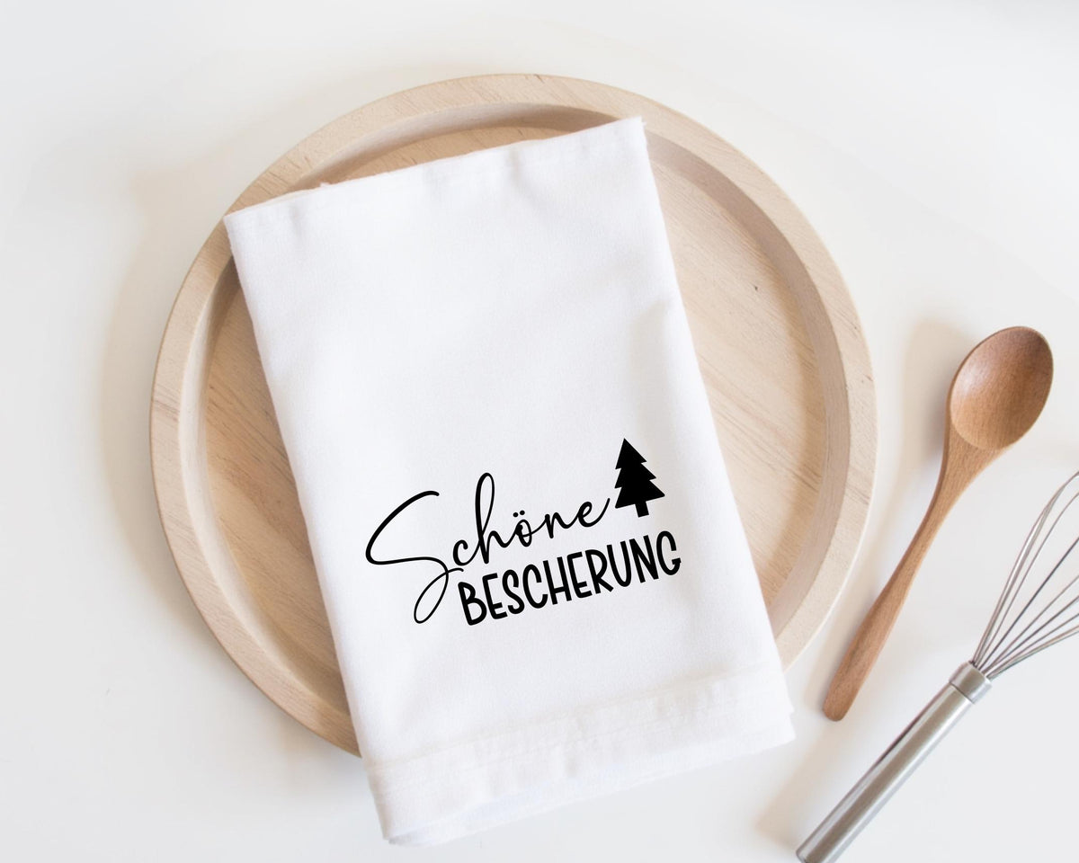 Geschirrtuch Weihnachten | Schöne Bescherung | in verschiedenen Farben - pink oder schwarz