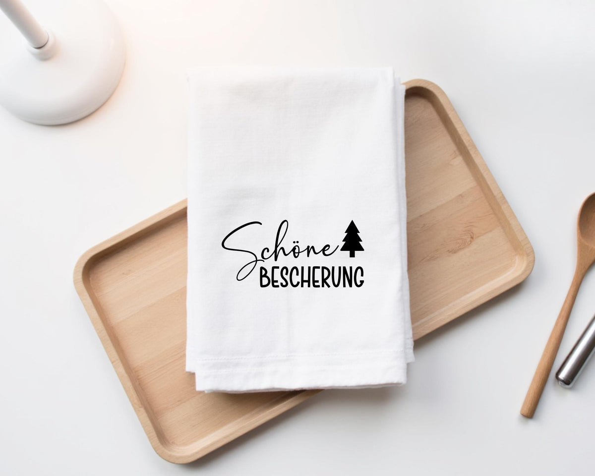 Geschirrtuch Weihnachten | Schöne Bescherung | in verschiedenen Farben - pink oder schwarz