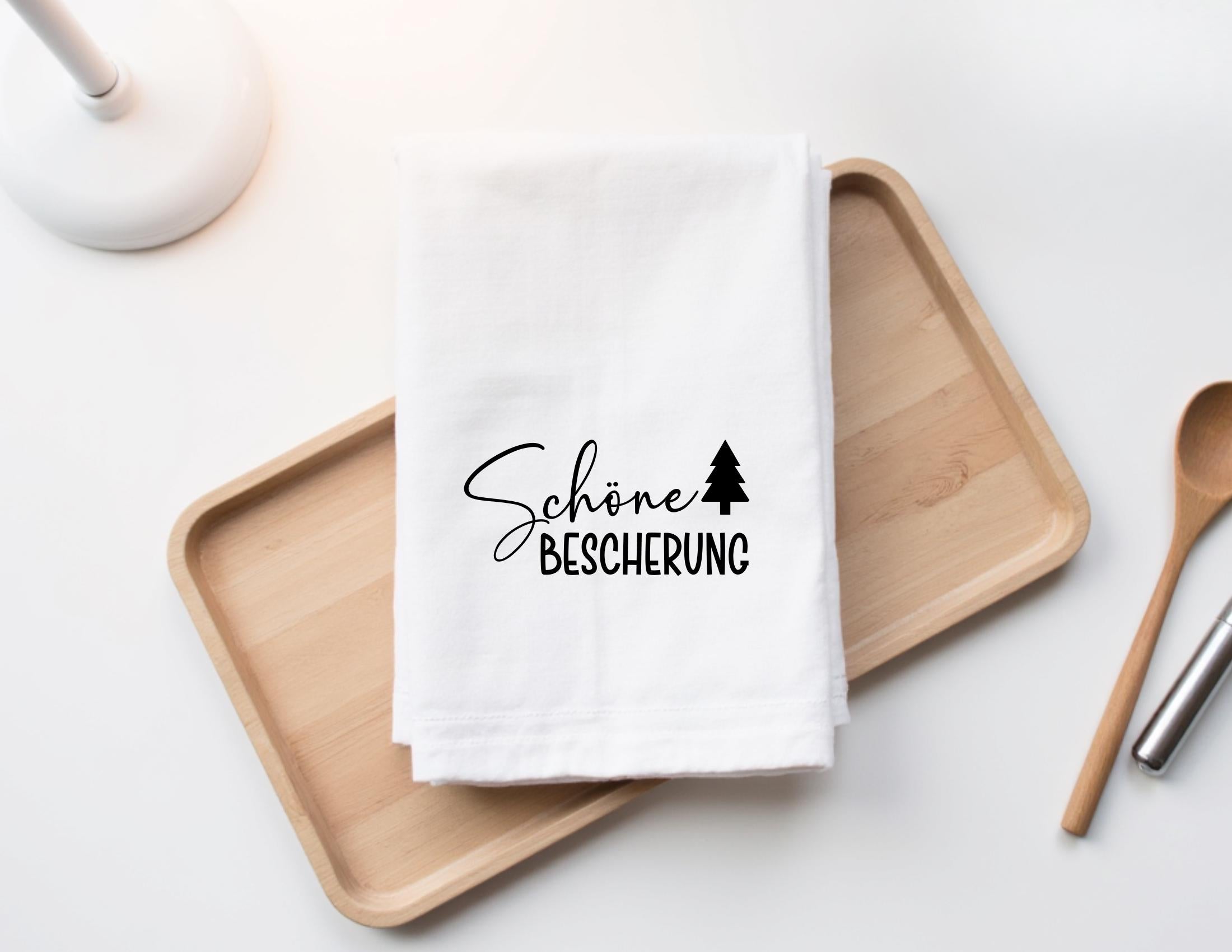 Geschirrtuch Weihnachten | Schöne Bescherung | in verschiedenen Farben - pink oder schwarz