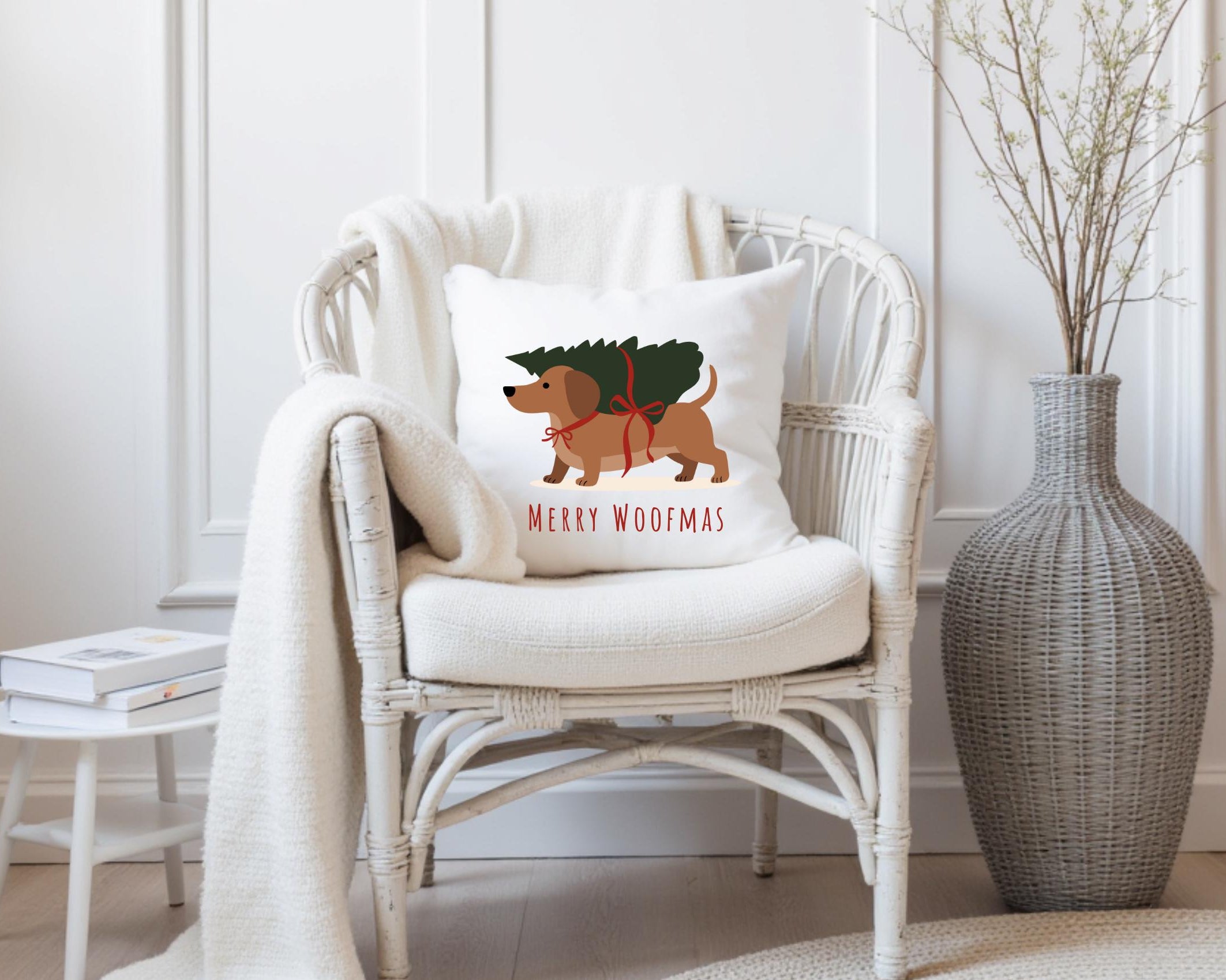 Dackel Kissen | Weihnachten | Merry Woofmas | Weihnachtskissen für Dackel Liebhaber