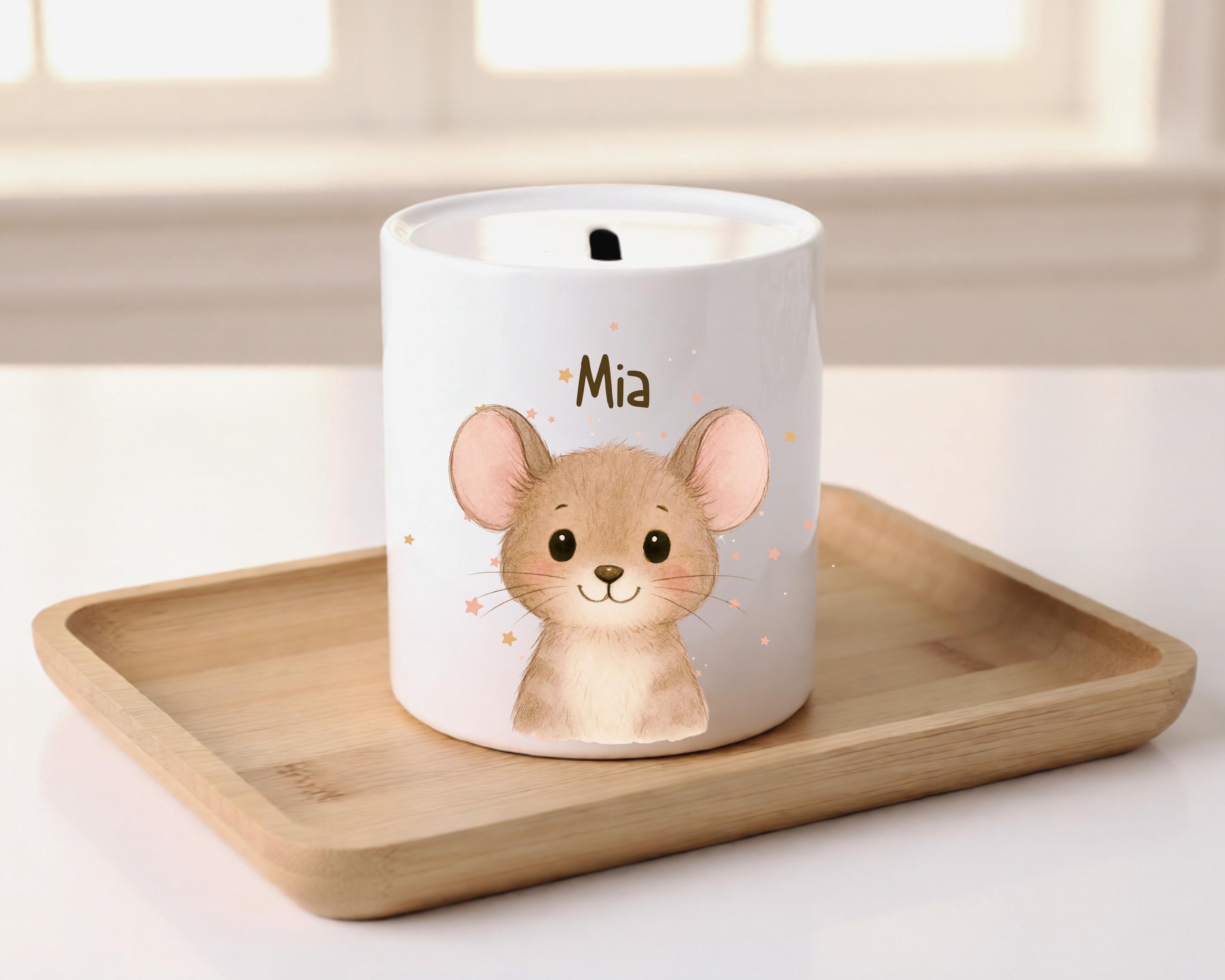 Personalisierte Spardose für Kinder | Geld Taufe Geburt schenken | Geschenk | 8 unterschiedliche Tiermotive | Keramik Sparschwein