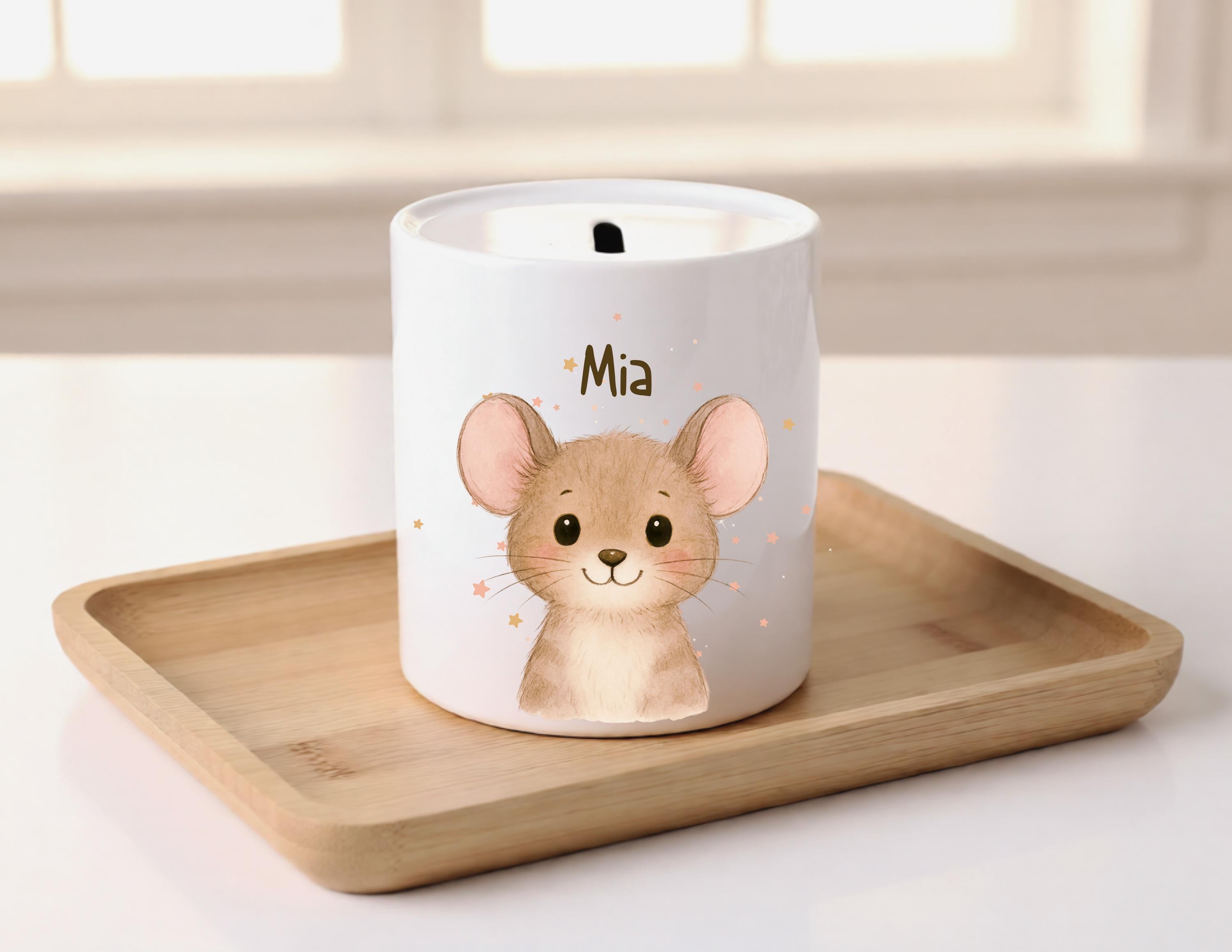 Personalisierte Spardose für Kinder | Geld Taufe Geburt schenken | Geschenk | 8 unterschiedliche Tiermotive | Keramik Sparschwein