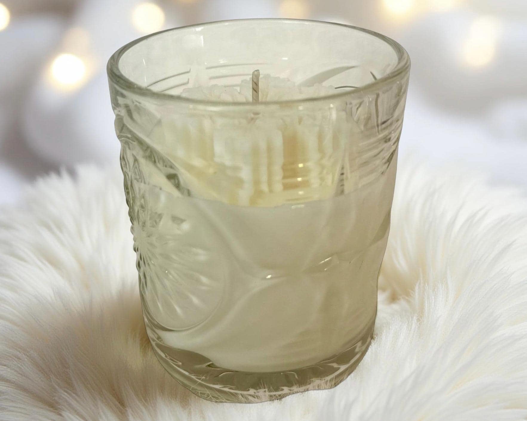 Weihnachtskerzen Eiskristall im Glas | Duftkerze Sojawachs im Glas als Geschenkidee Mitbringsel