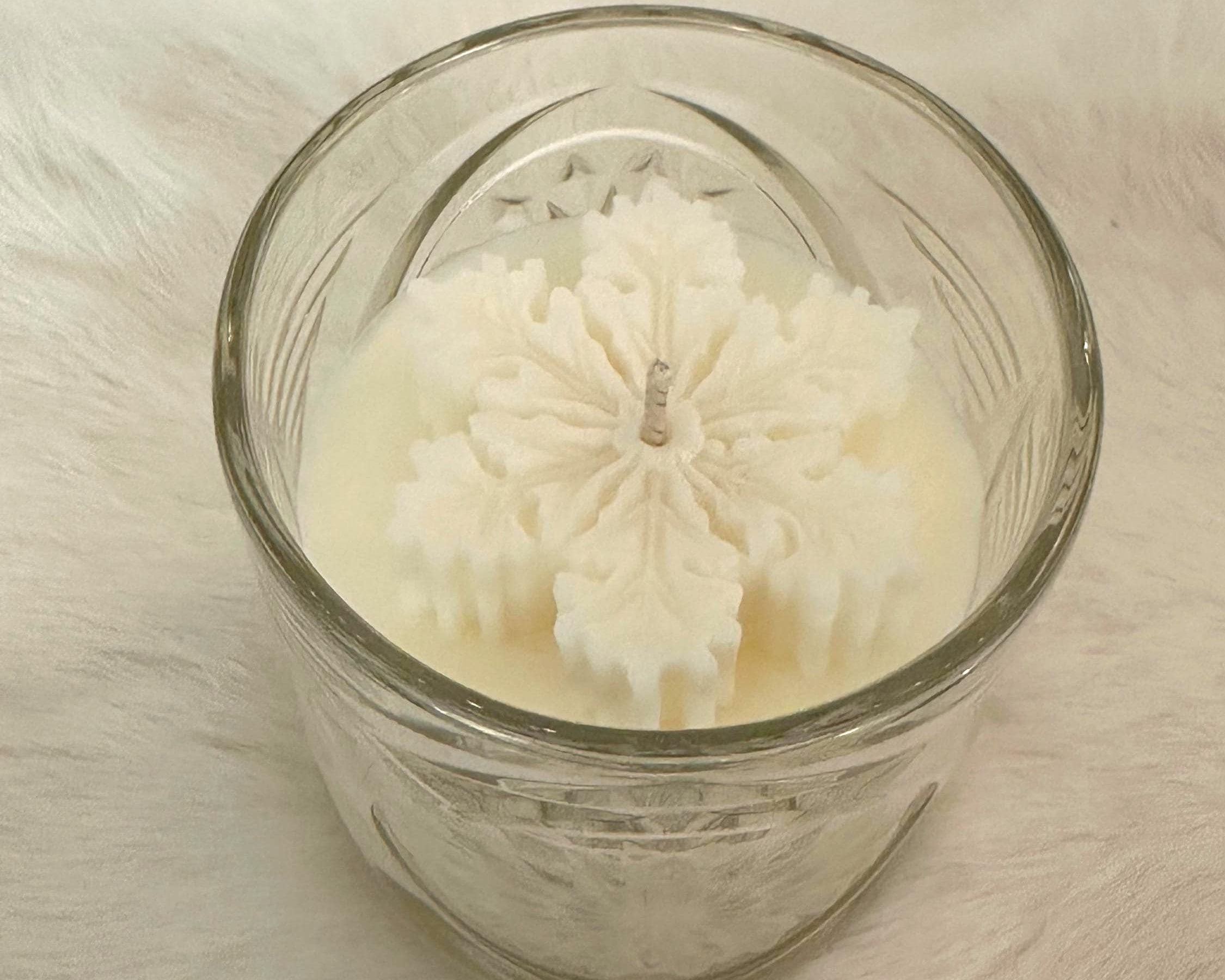Weihnachtskerzen Eiskristall im Glas | Duftkerze Sojawachs im Glas als Geschenkidee Mitbringsel